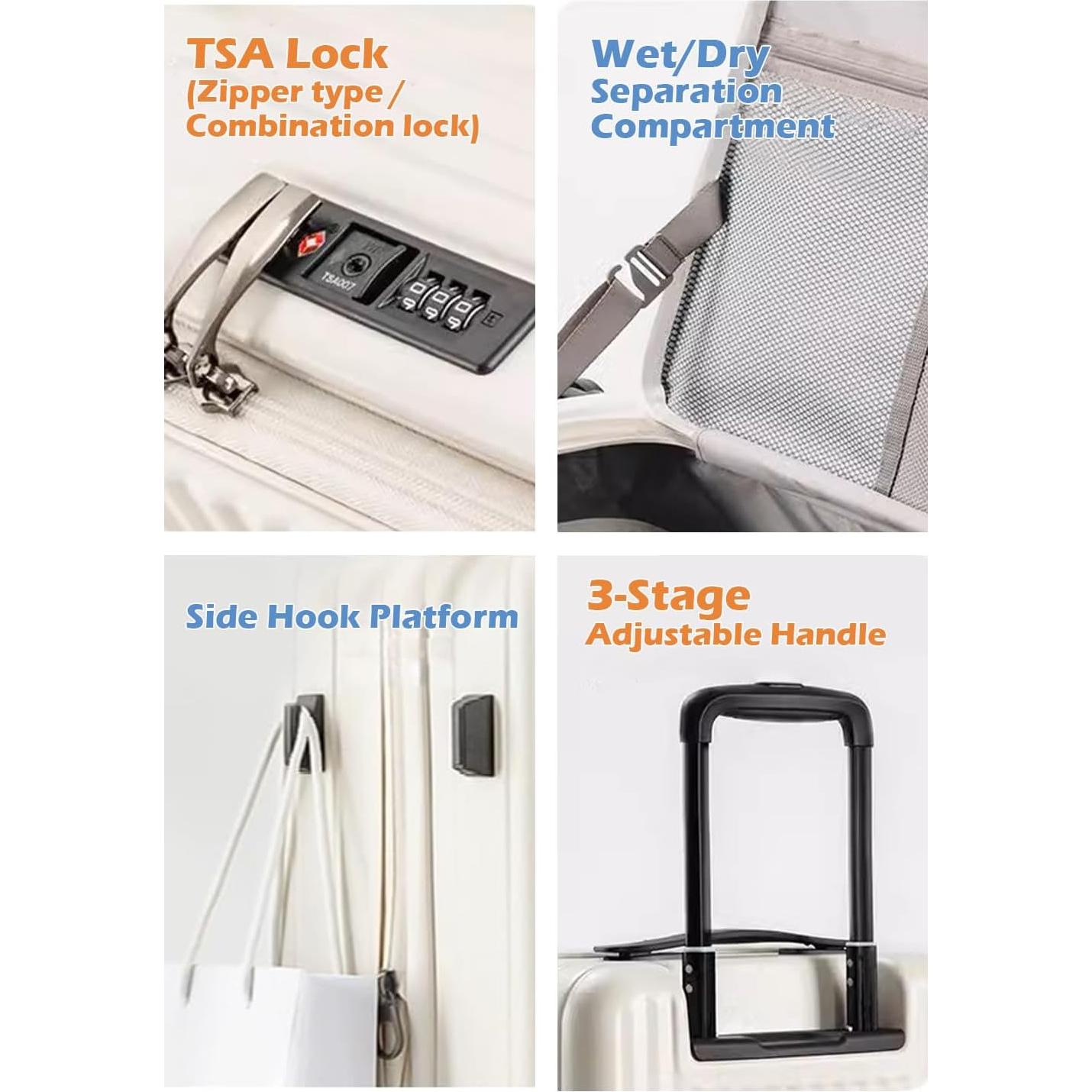 Maleta Expandible HotWay 20" Blanca Aprobada por TSA