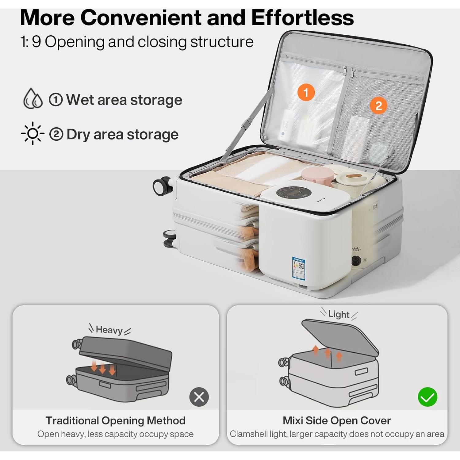 Maleta Grande Expandible Mixi 66cm PC Blanco Humo TSA