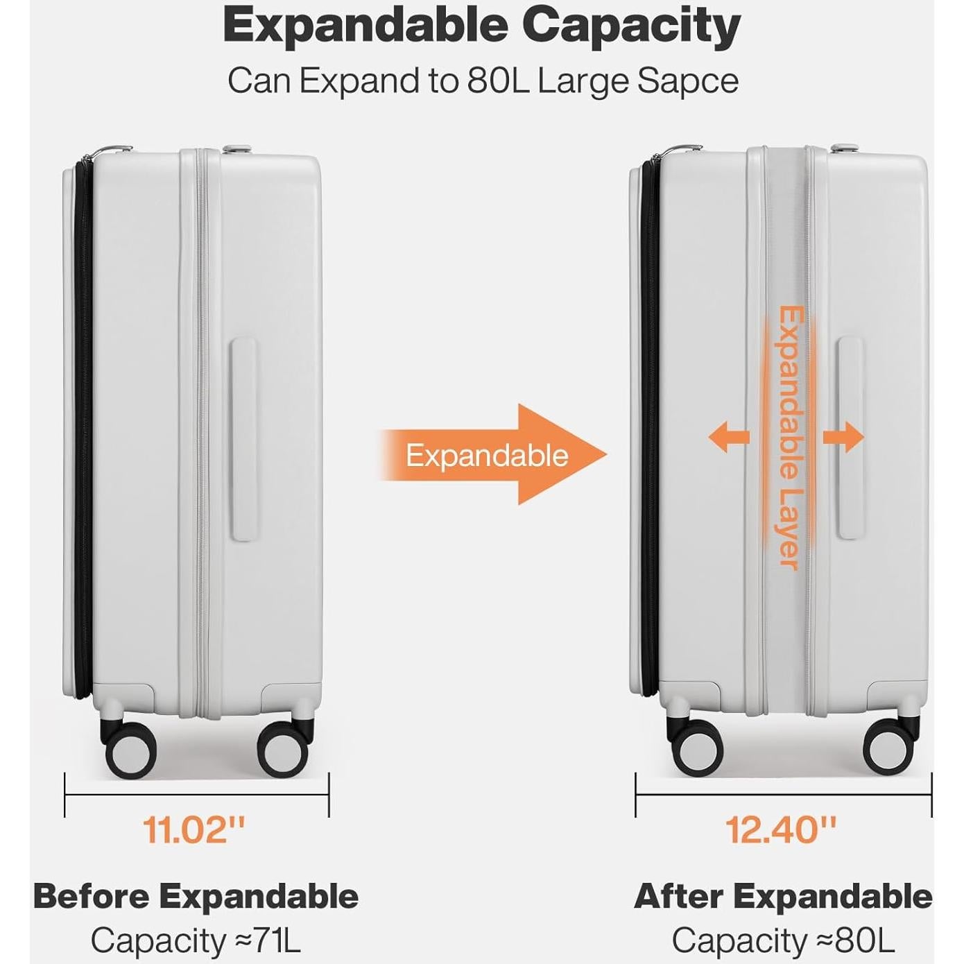 Maleta Grande Expandible Mixi 66cm PC Blanco Humo TSA