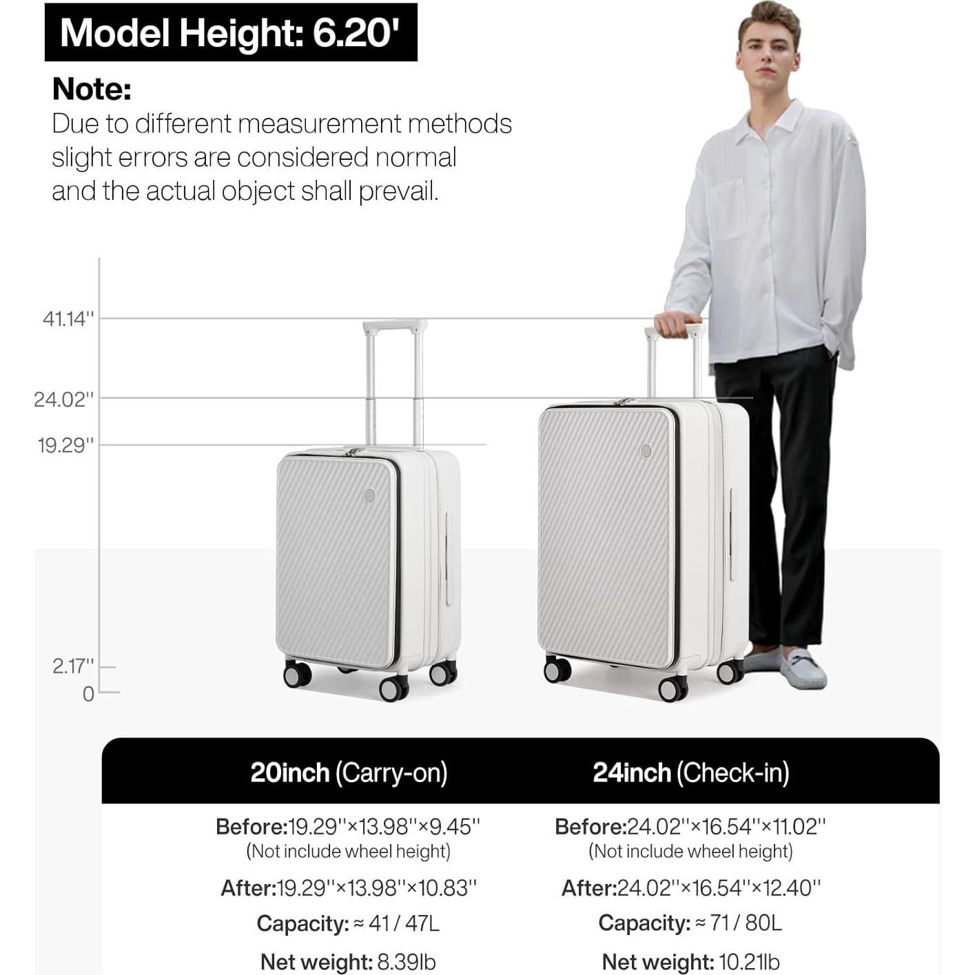 Maleta Grande Expandible Mixi 66cm PC Blanco Humo TSA