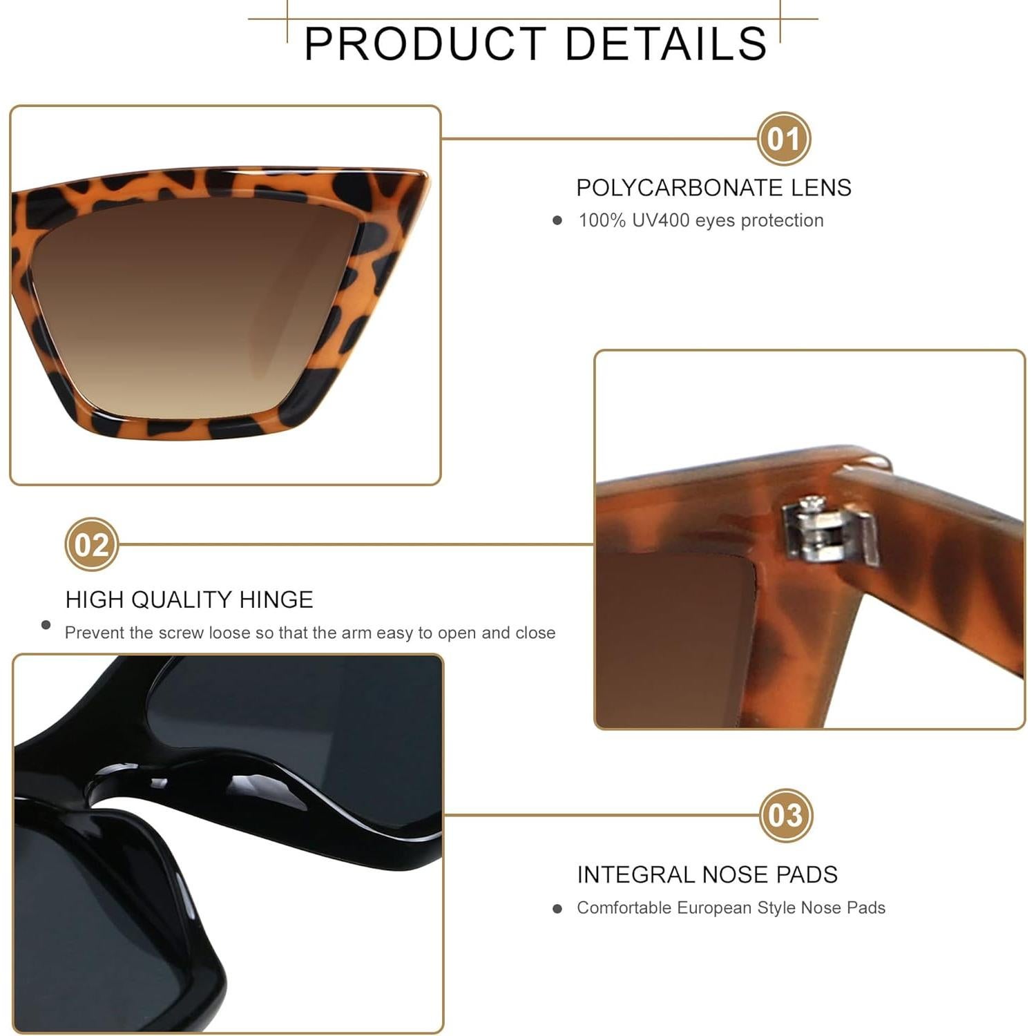 Gafas de sol Cat Eye ANDWOOD UV400 para mujeres vintage