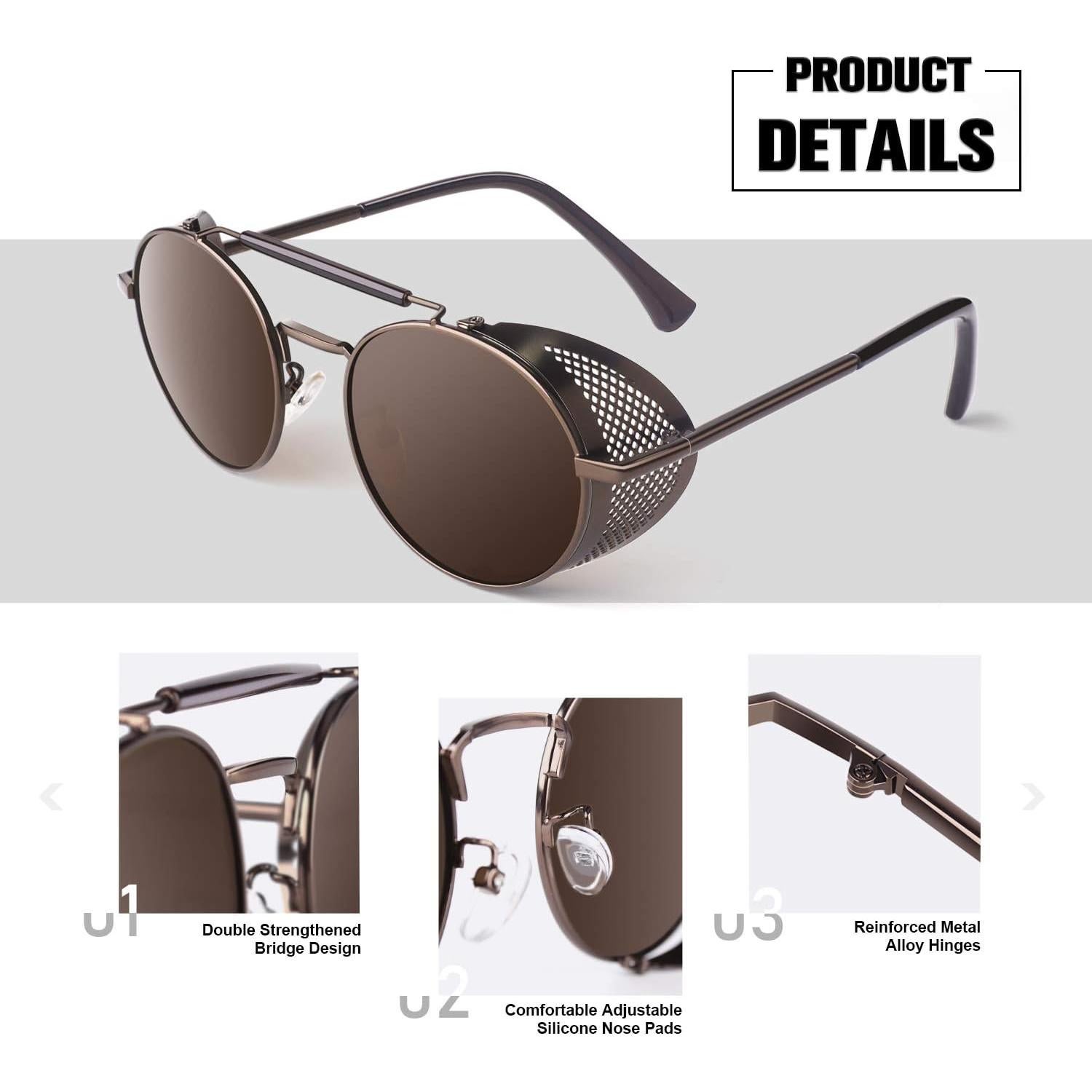 Gafas de sol steampunk polarizadas UV400 para hombres y mujeres