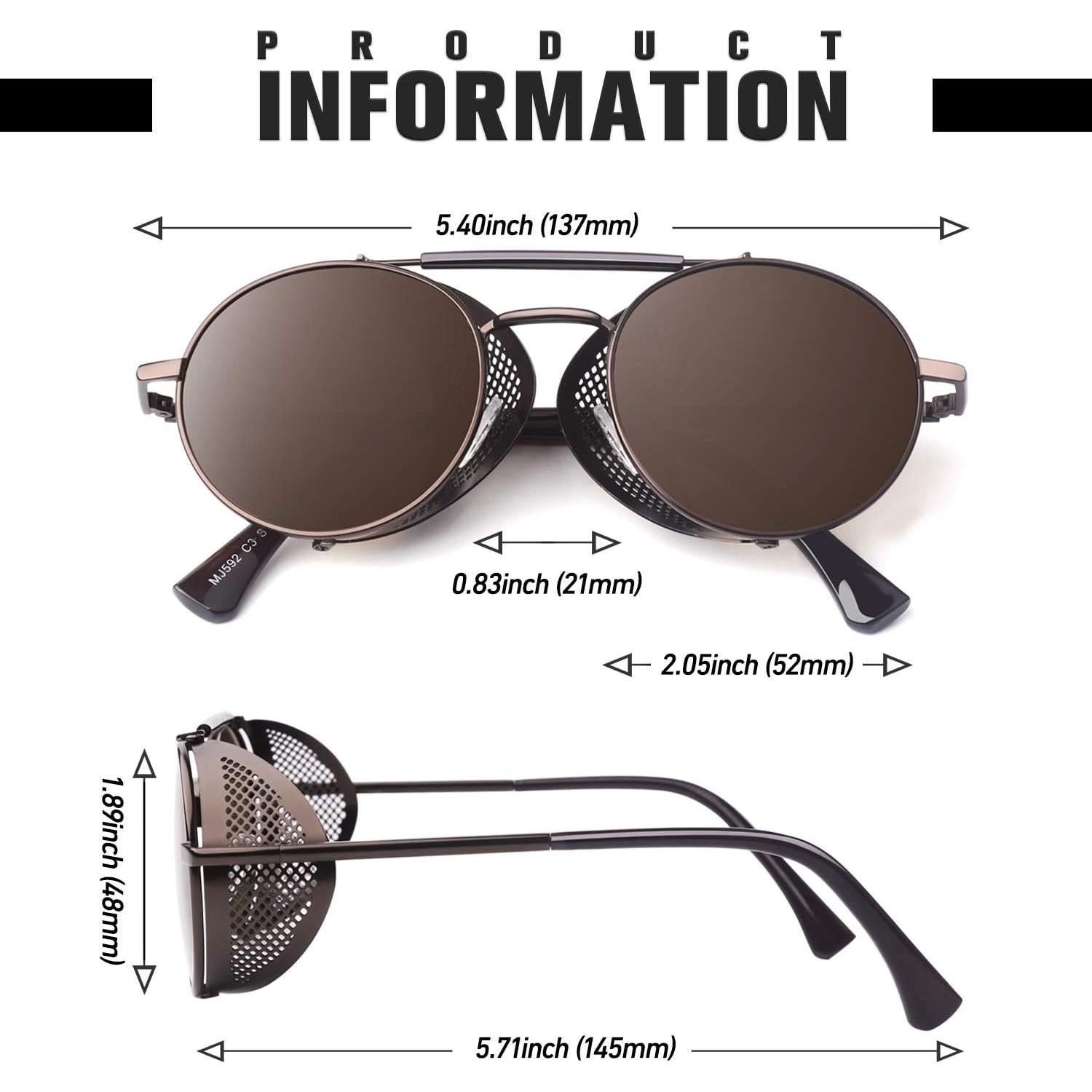 Gafas de sol steampunk polarizadas UV400 para hombres y mujeres