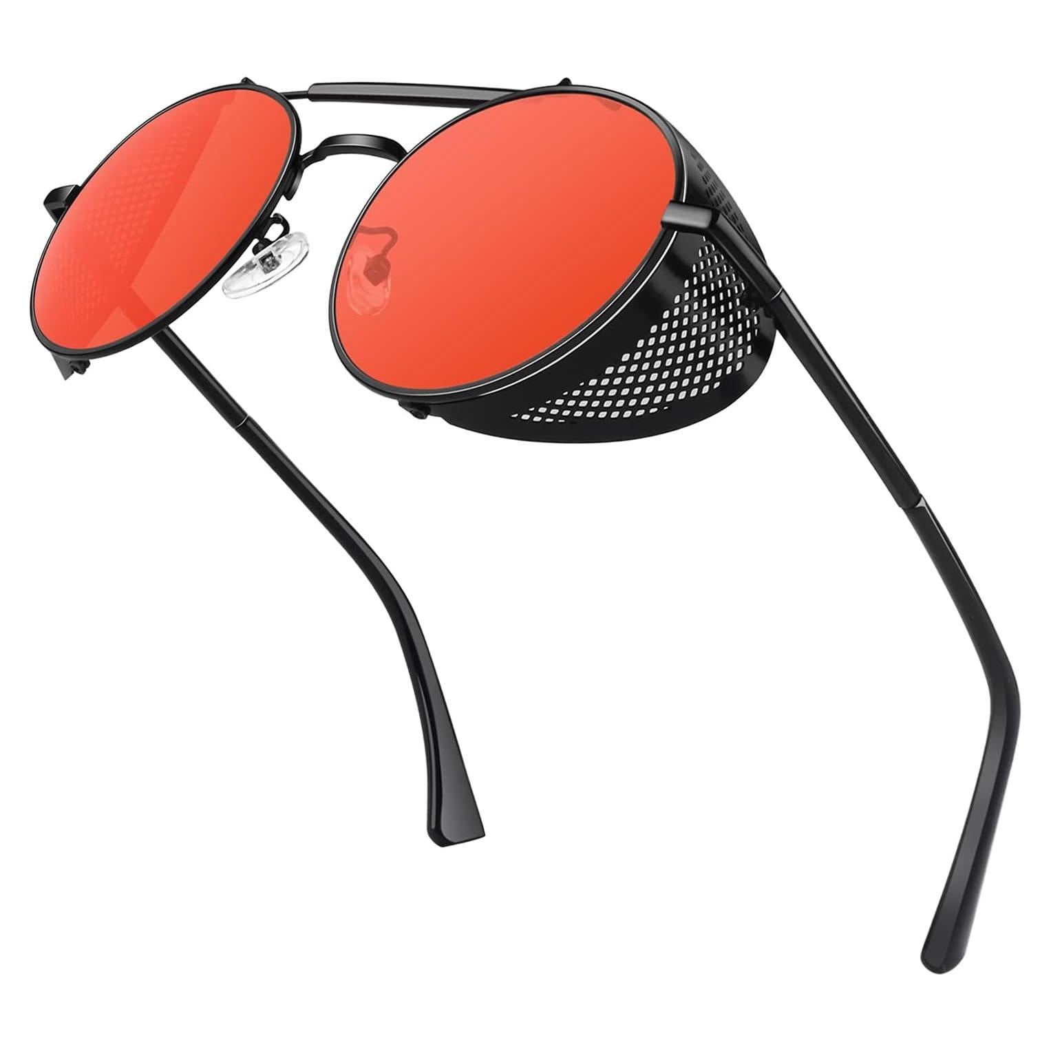 Gafas de sol steampunk SUNIER redondas UV400 con escudos