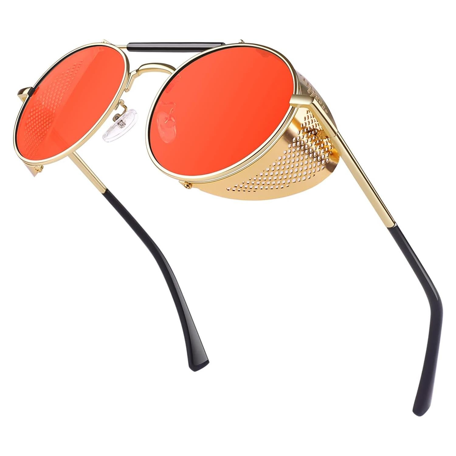 Gafas de sol steampunk Sunier redondas UV400 para hombres