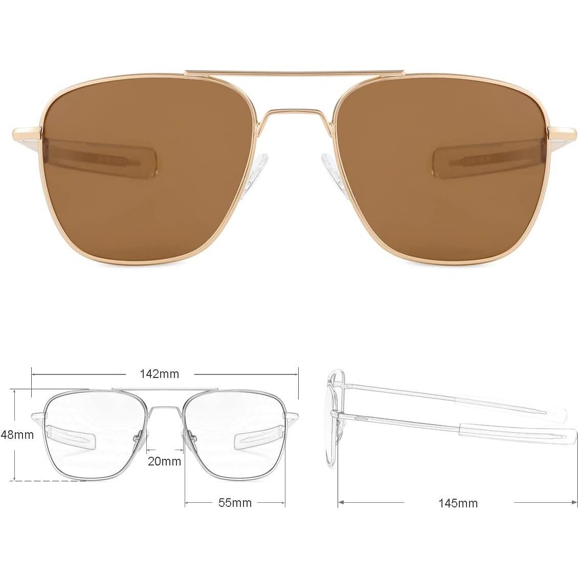 Gleyemor Gafas de Sol Aviador Polarizadas 55mm Marrón