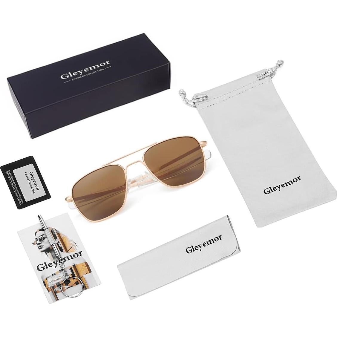 Gleyemor Gafas de Sol Aviador Polarizadas 55mm Marrón