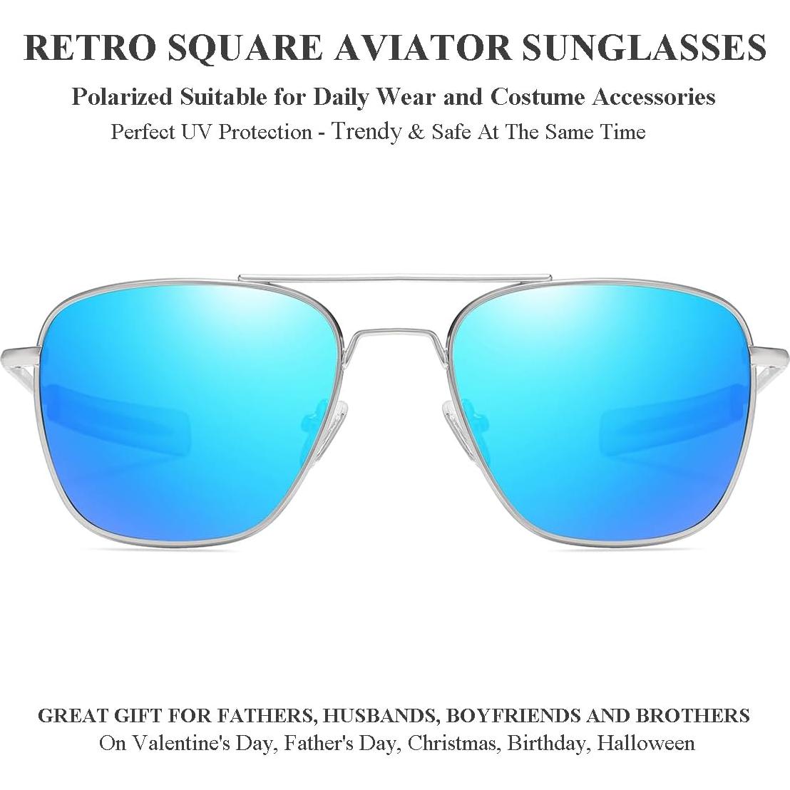 Gleyemor Gafas de Sol Aviador Polarizadas 55mm Plateadas