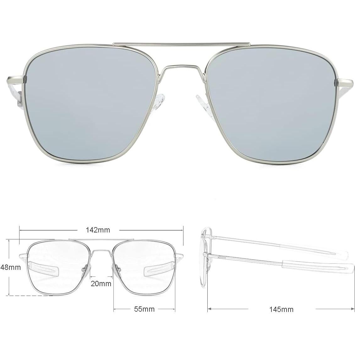 Gleyemor Gafas de Sol Aviador Polarizadas 55mm Hombres