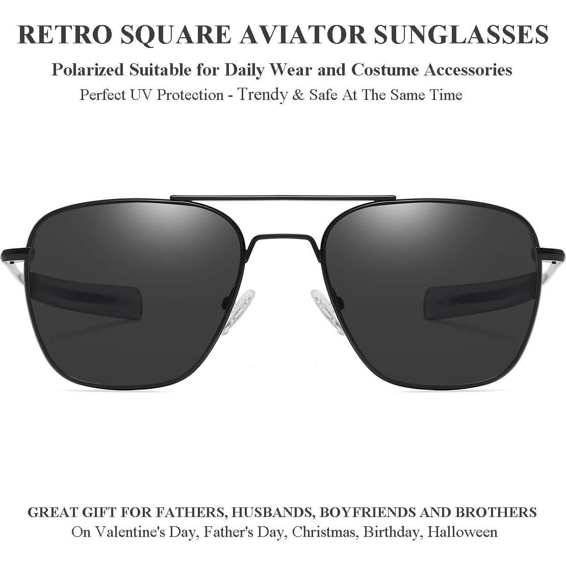 Gleyemor Gafas de Sol Aviador Polarizadas Hombres 55mm