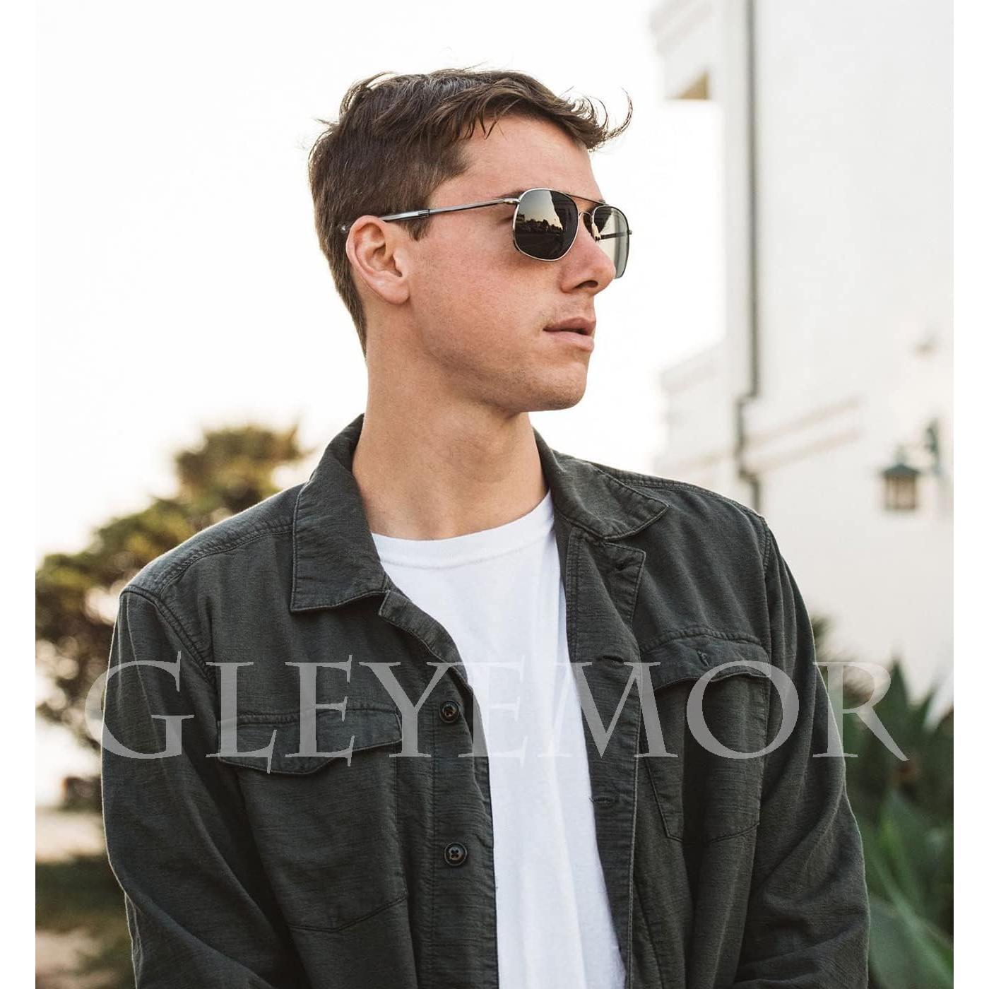 Gleyemor Gafas de Sol Aviador Polarizadas Hombres 55mm