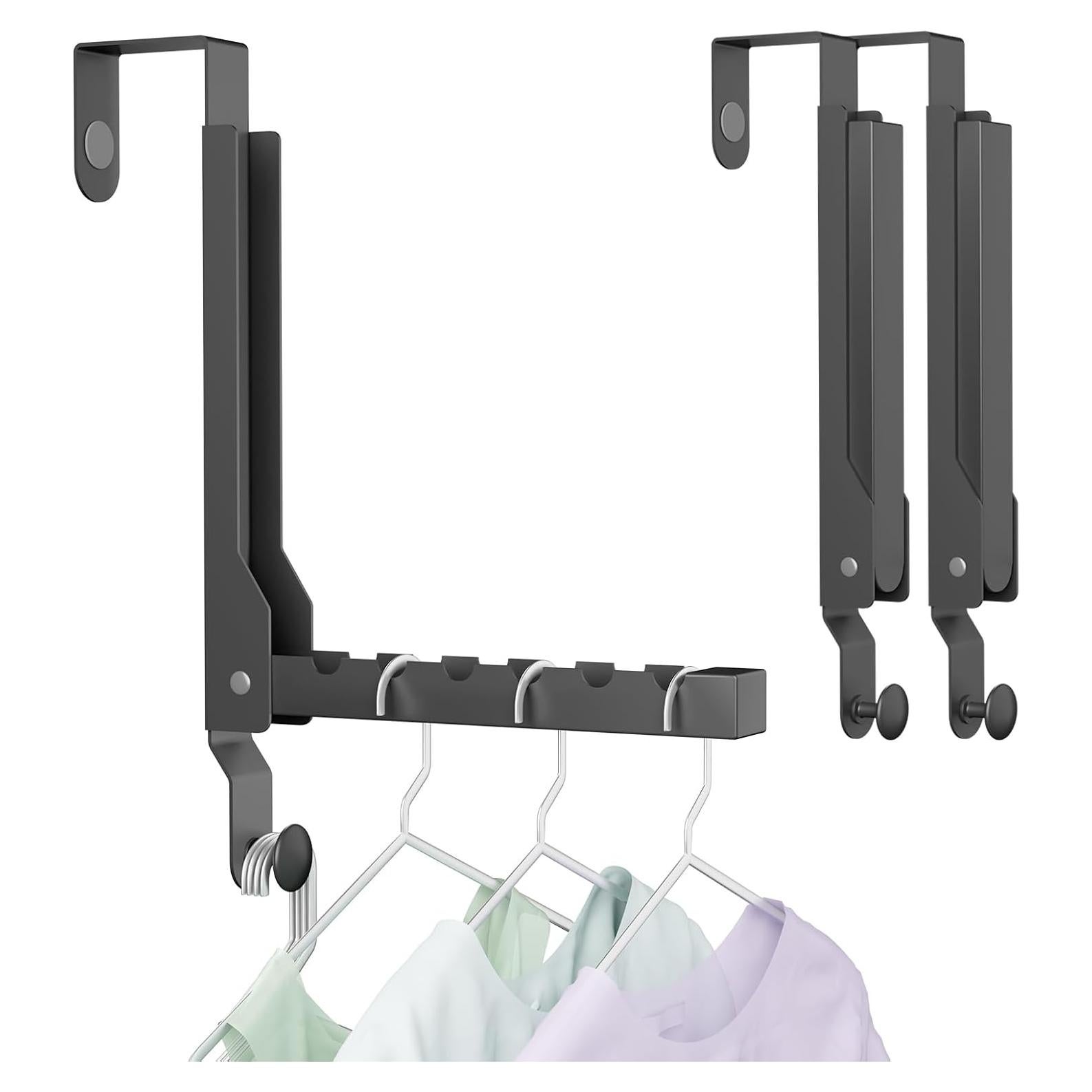 Perchero Plegable sobre la Puerta BAKON Negro 2 Unidades