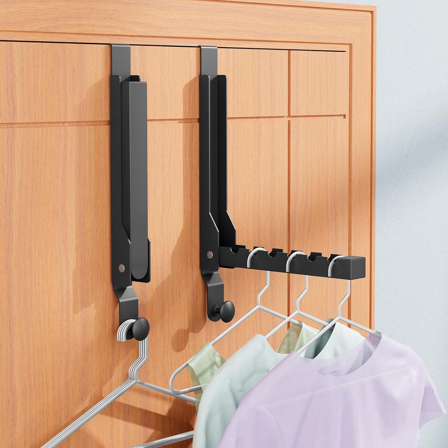 Perchero Plegable sobre la Puerta BAKON Negro 2 Unidades