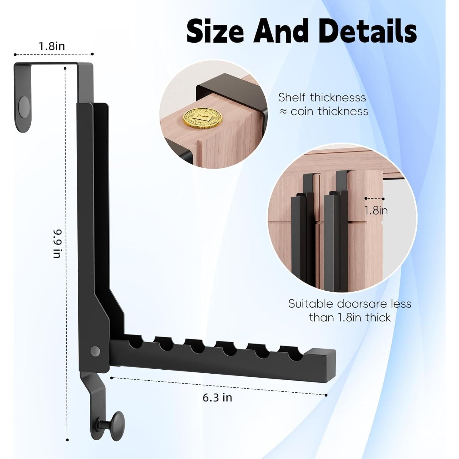 Perchero Plegable sobre la Puerta BAKON Negro 2 Unidades