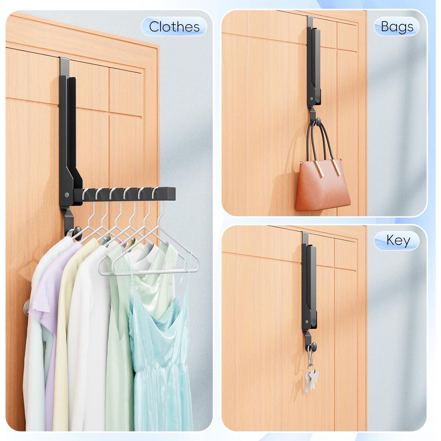 Perchero Plegable sobre la Puerta BAKON Negro 2 Unidades