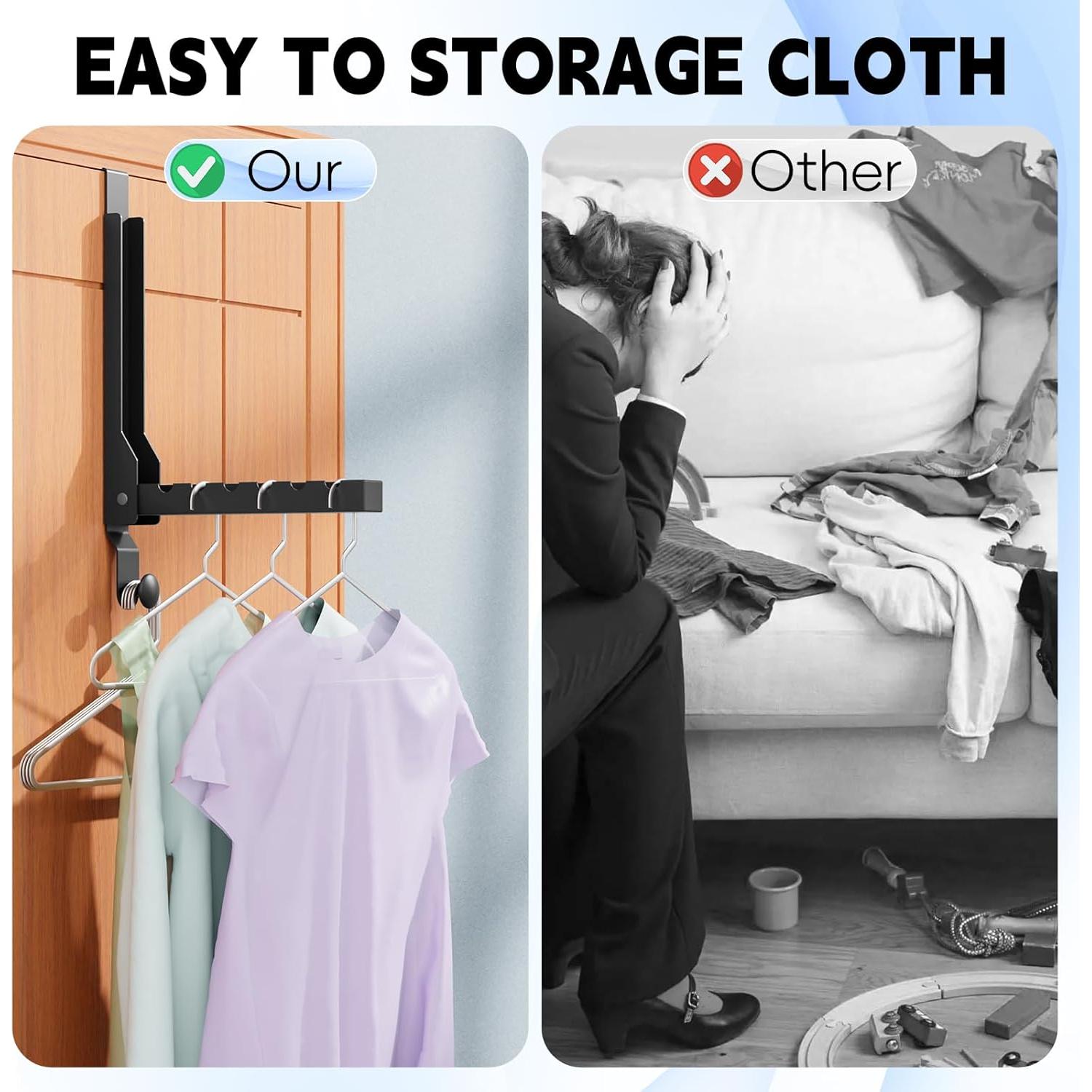 Perchero Plegable sobre la Puerta BAKON Negro 2 Unidades