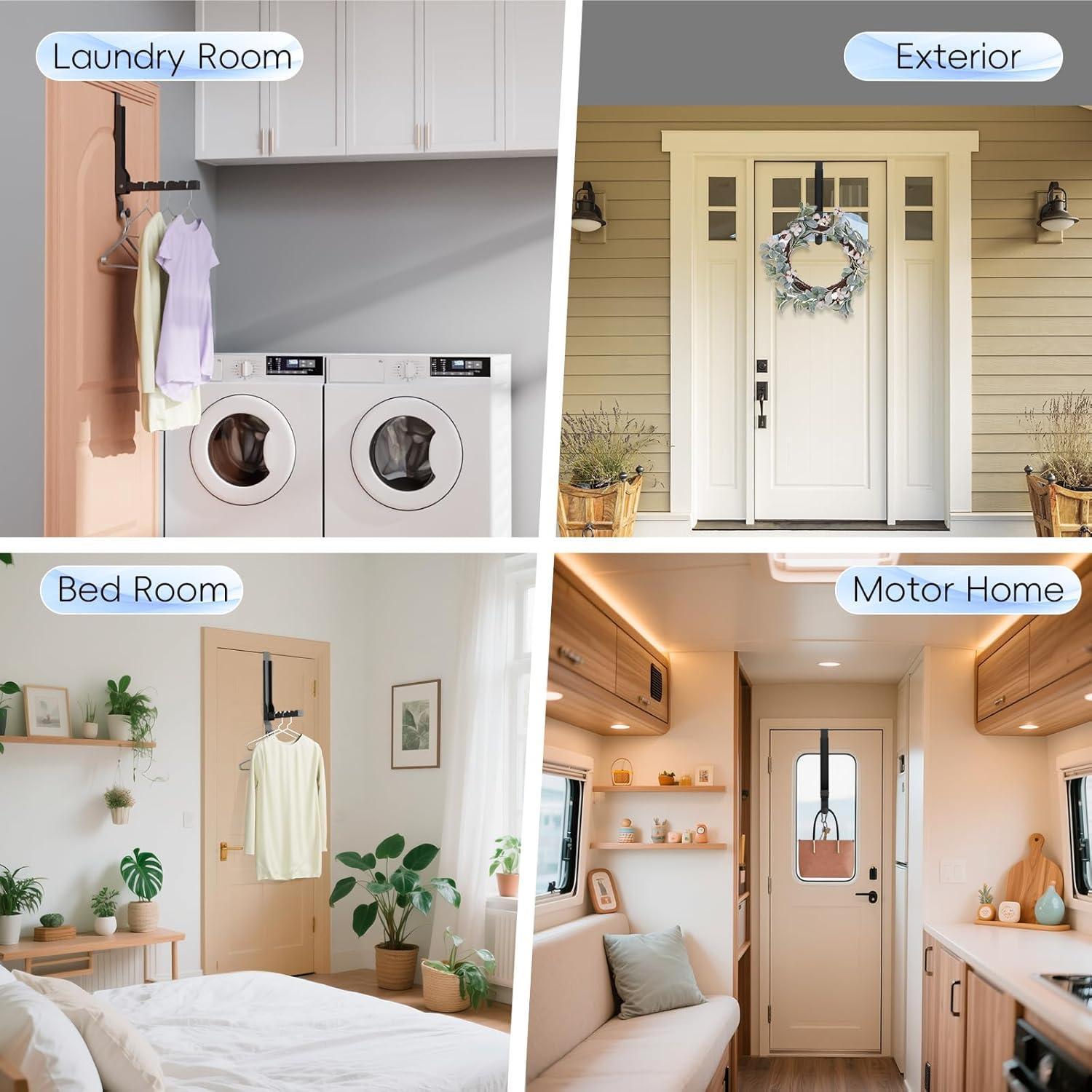 Perchero Plegable sobre la Puerta BAKON Negro 2 Unidades