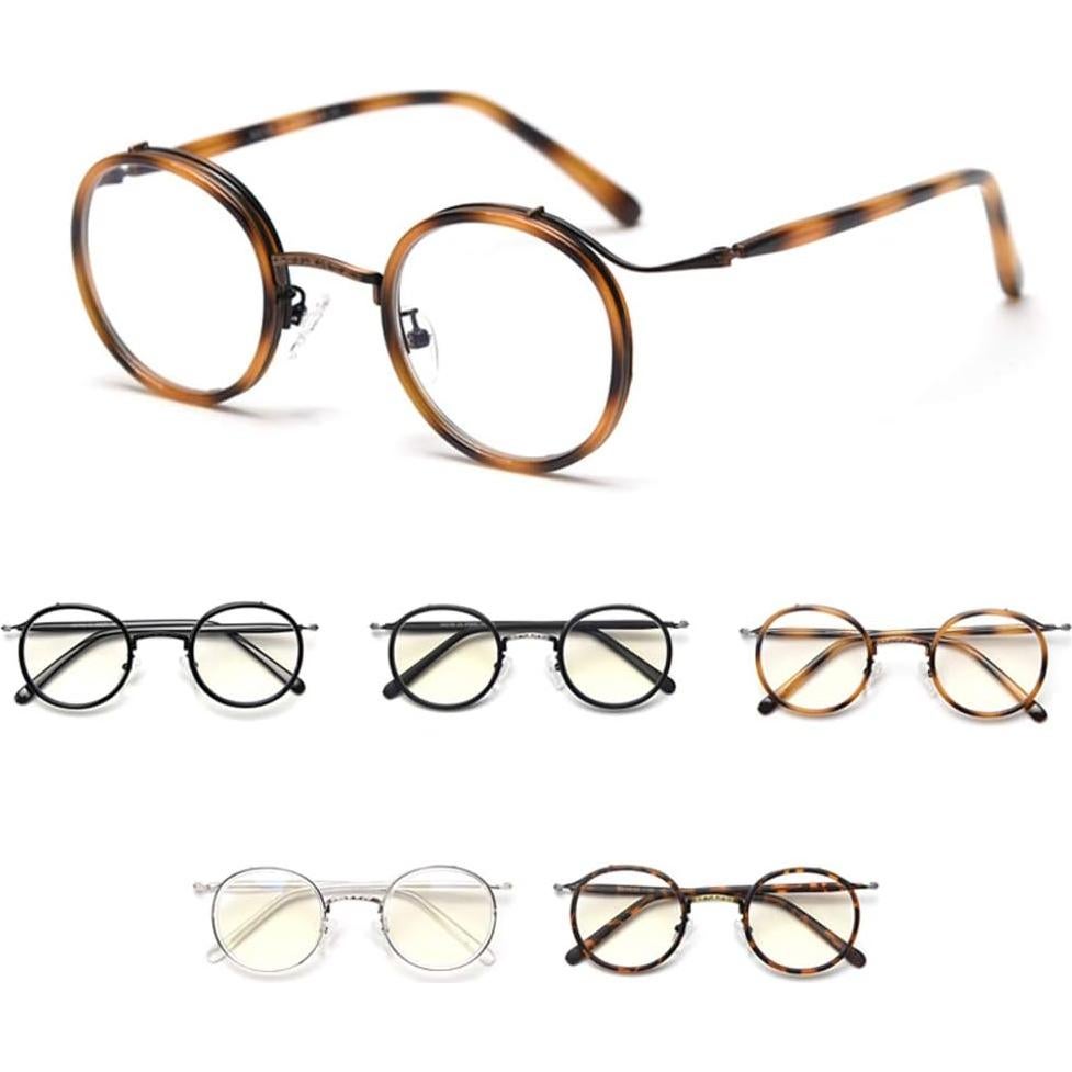 Gafas Redondas Kachawoo Acetato UV400 Unisex Estilo Retro