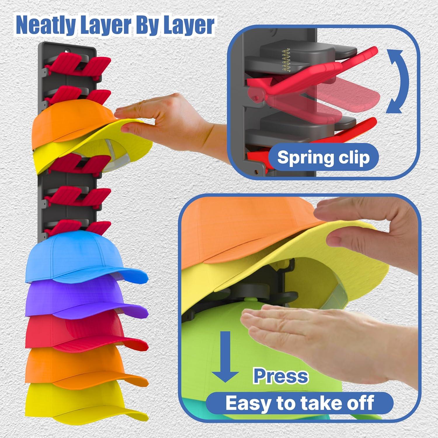 Organizador de Gorras BRUBEQO Rojo 2 Estantes Montado en Pared