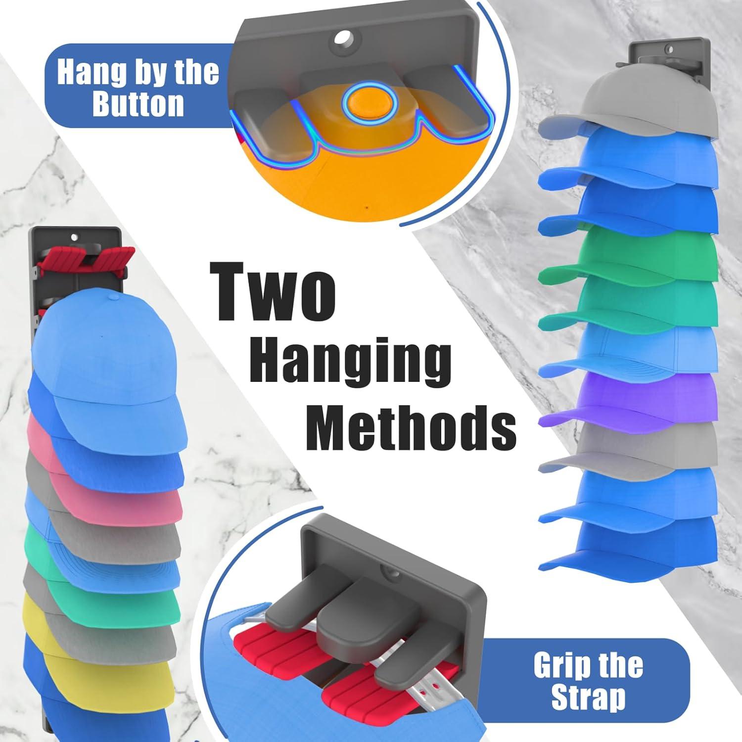 Organizador de Gorras BRUBEQO Rojo 2 Estantes Montado en Pared