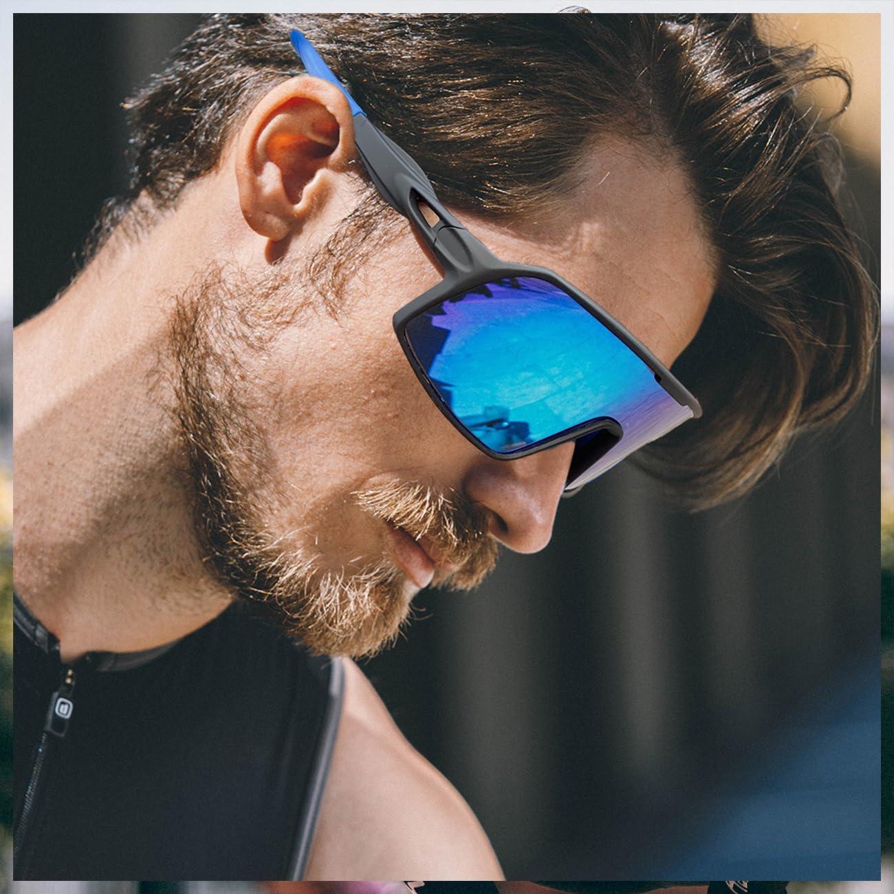 Gafas de sol deportivas polarizadas HD para ciclismo - Negro-Azul