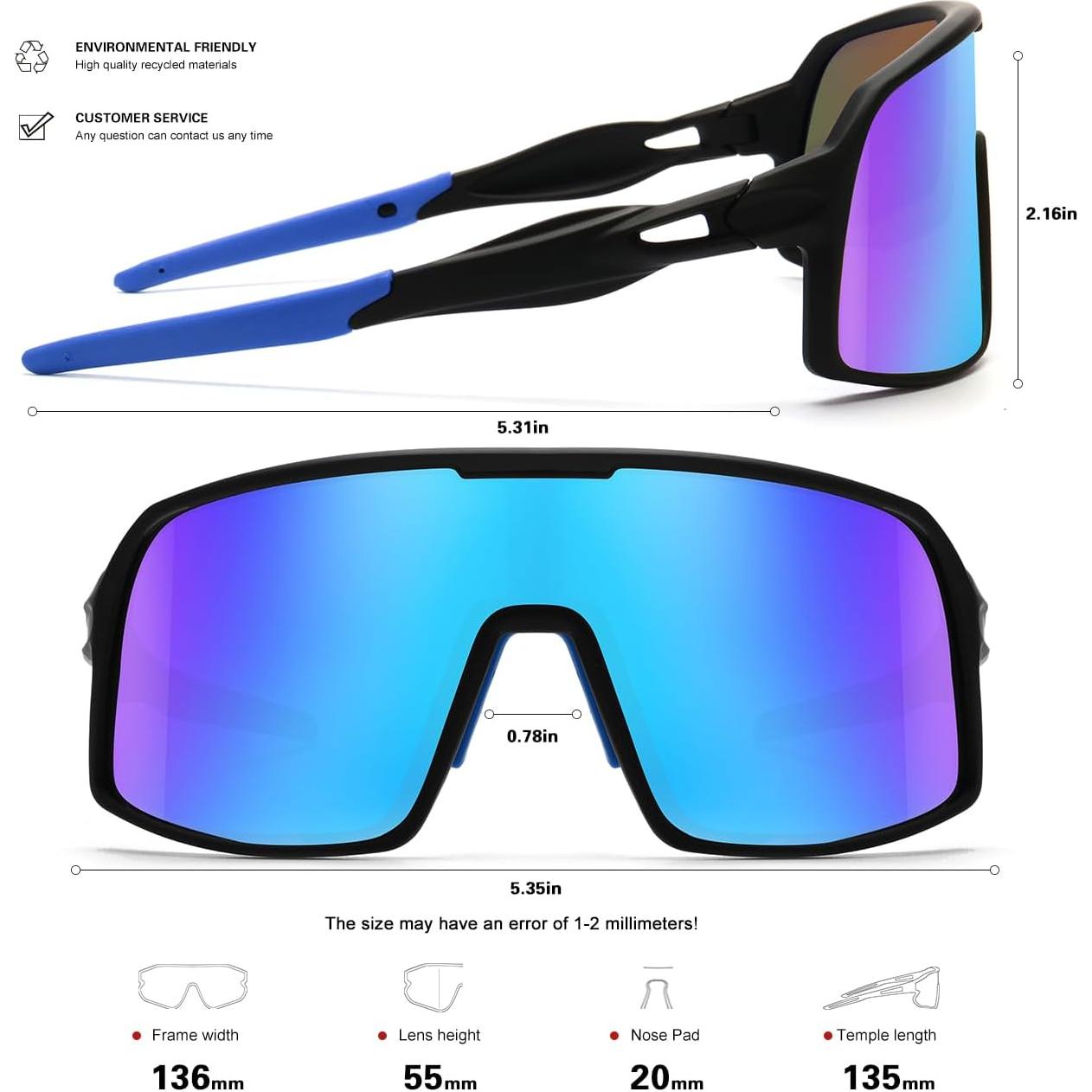 Gafas de sol deportivas polarizadas HD para ciclismo - Negro-Azul