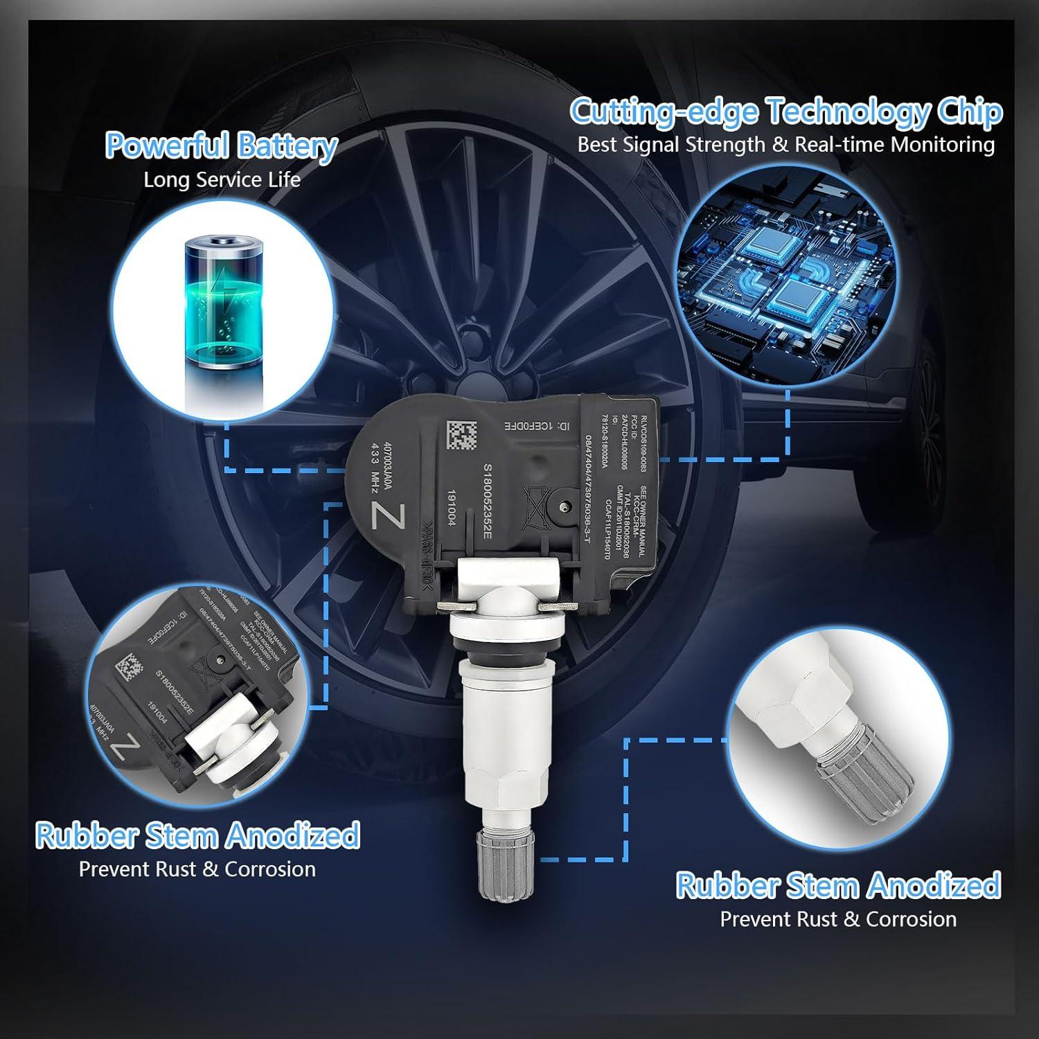 Sensor TPMS POHILA 433MHz Reemplazo para Infiniti/Nissan