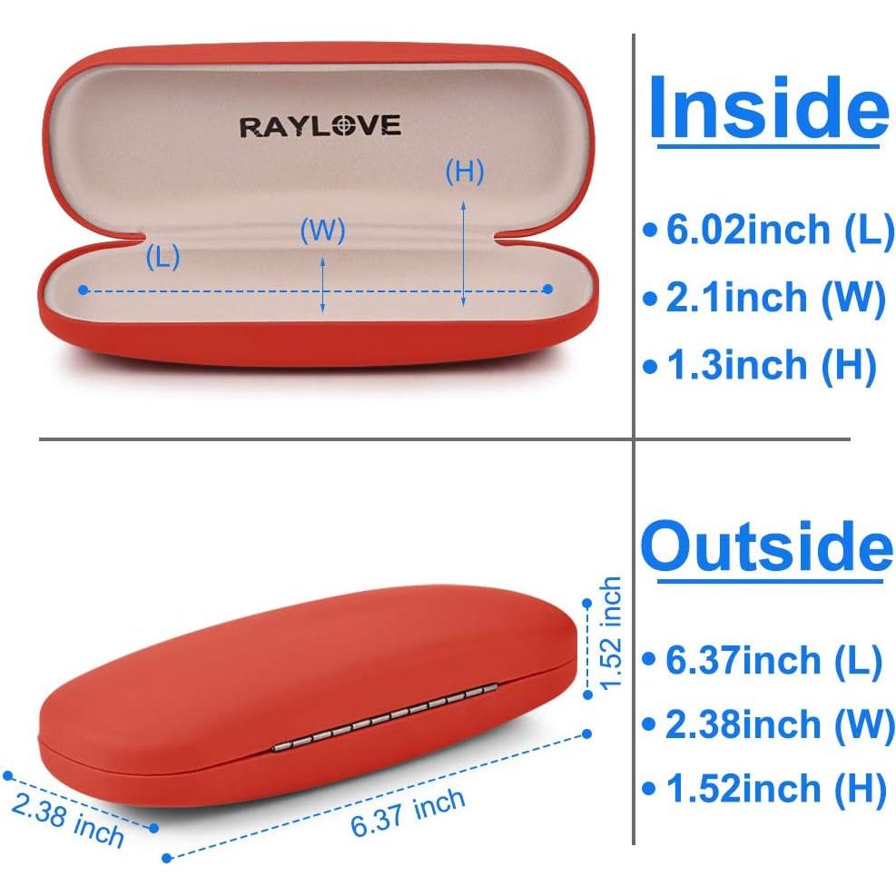Estuche Duro para Gafas RayLove Unisex Rojo 15.24x5.08cm