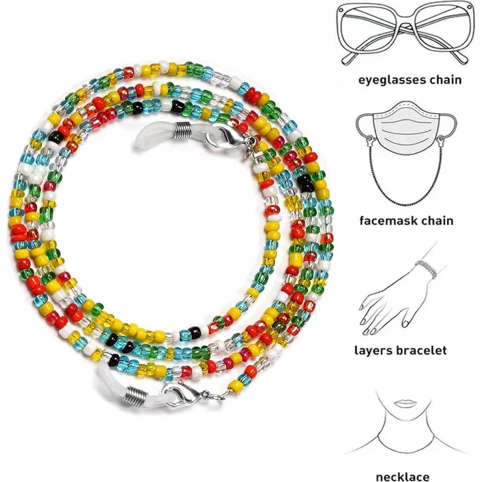 Cadena de Gafas con Perlas 4 Piezas para Mujeres 75 cm