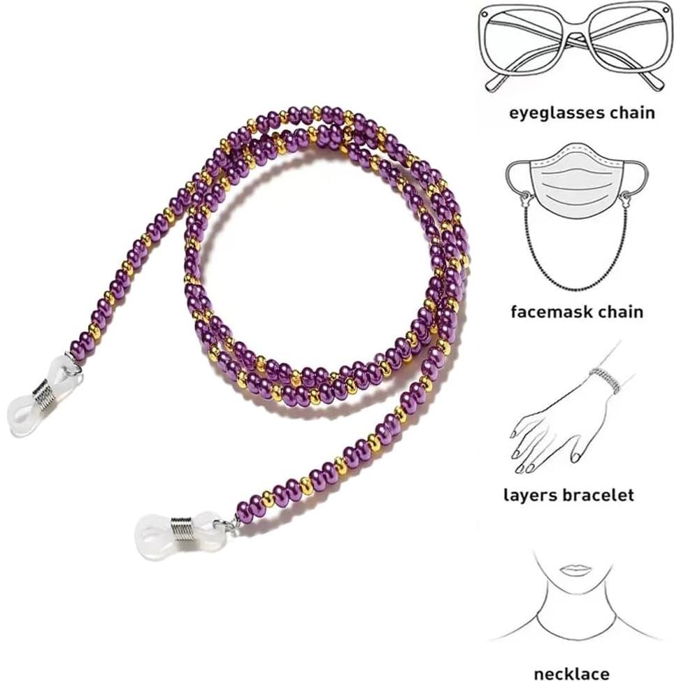 Cadena de Gafas 4 Piezas con Perlas para Mujeres