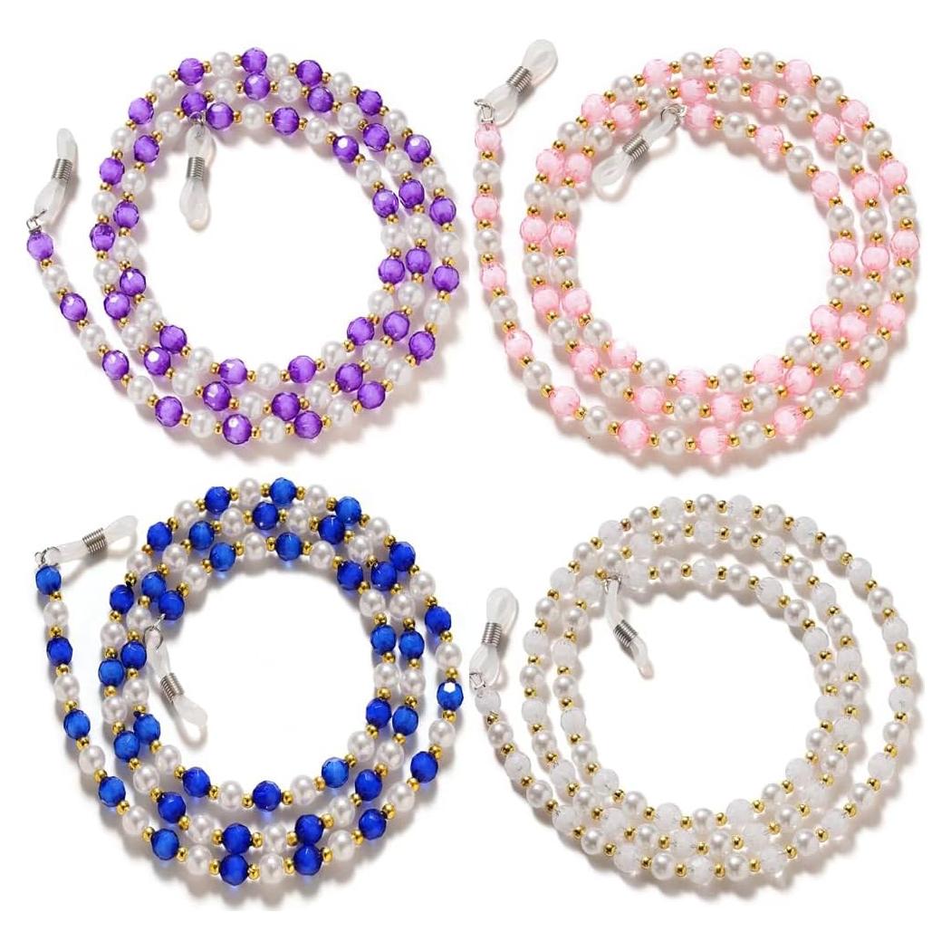 Cadena de Gafas con Perlas 4 Piezas para Mujeres 75 cm