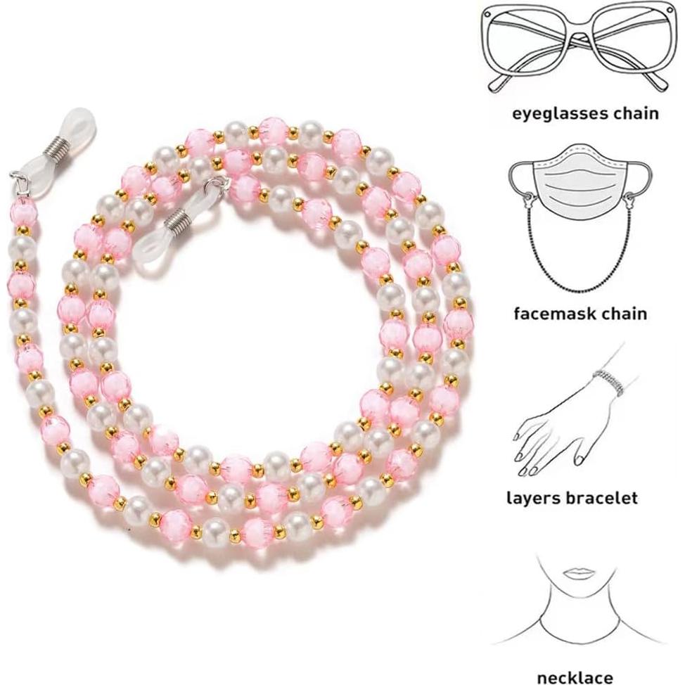 Cadena de Gafas con Perlas 4 Piezas para Mujeres 75 cm