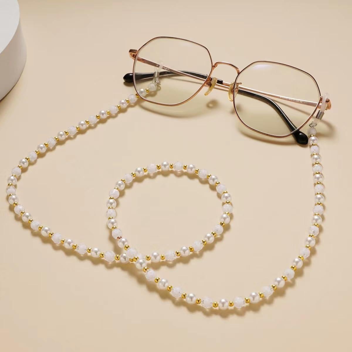 Cadena de Gafas con Perlas 4 Piezas para Mujeres 75 cm