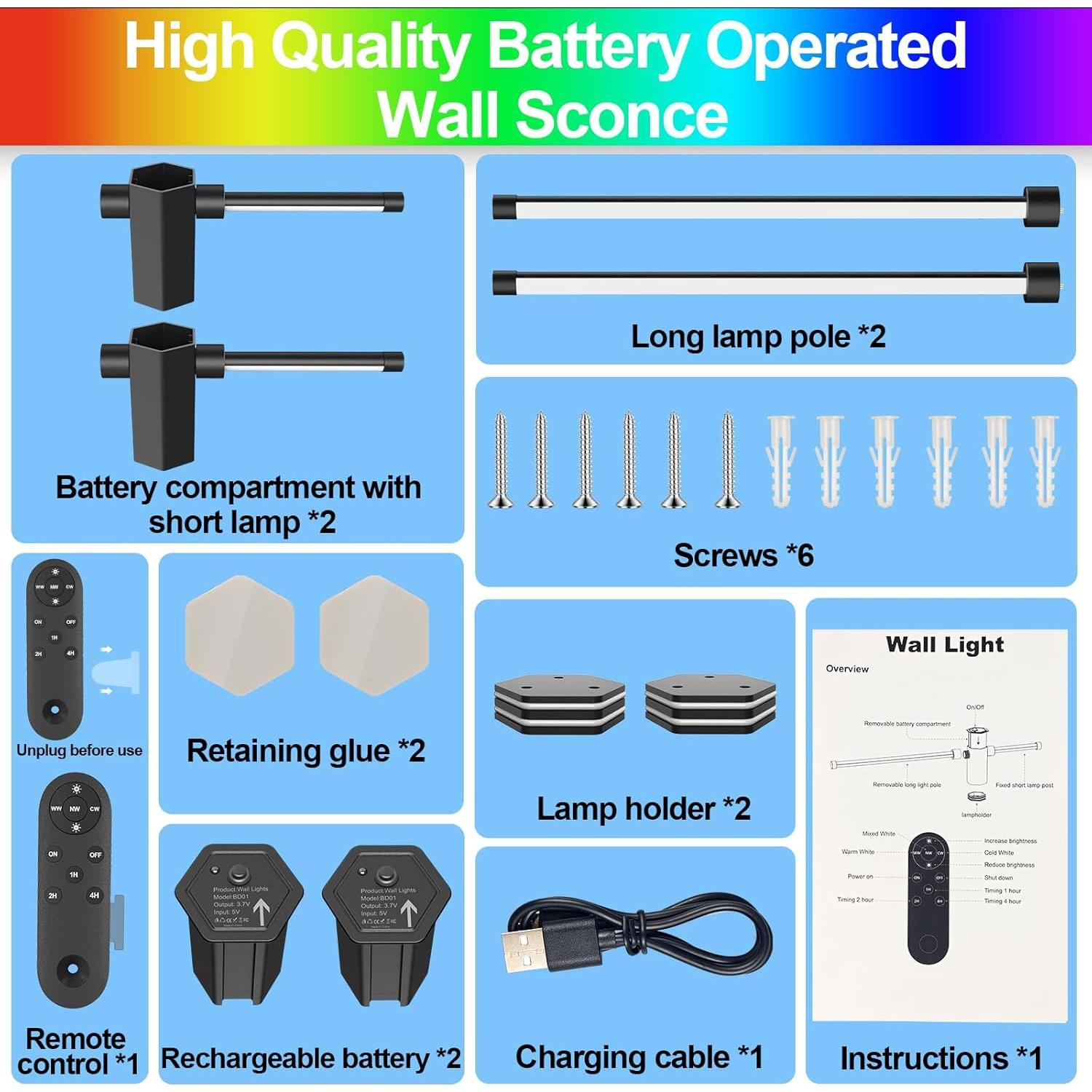 Juego de apliques de pared LED recargables Shenzhen BD01