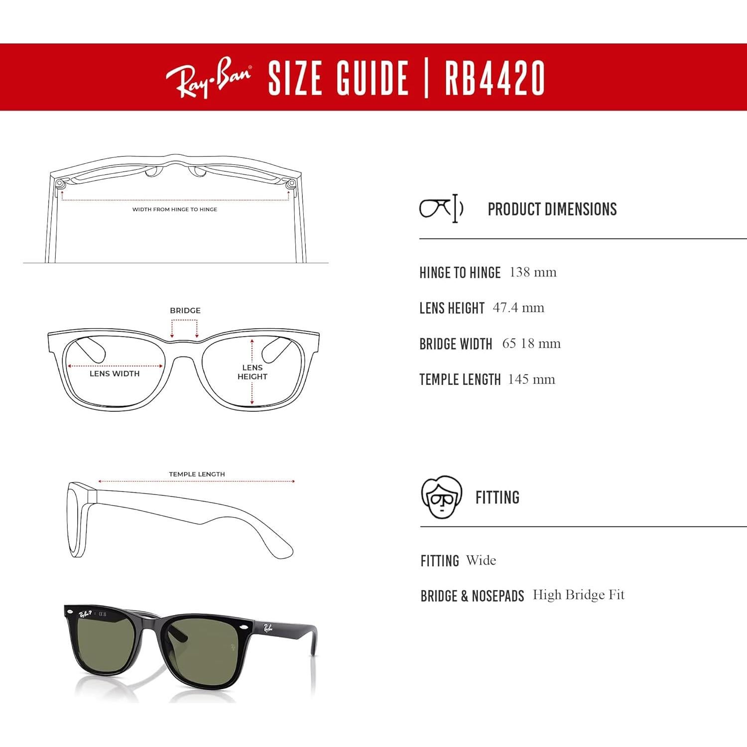 Gafas de Sol Ray-Ban RB4420 Unisex Polarizadas Negros