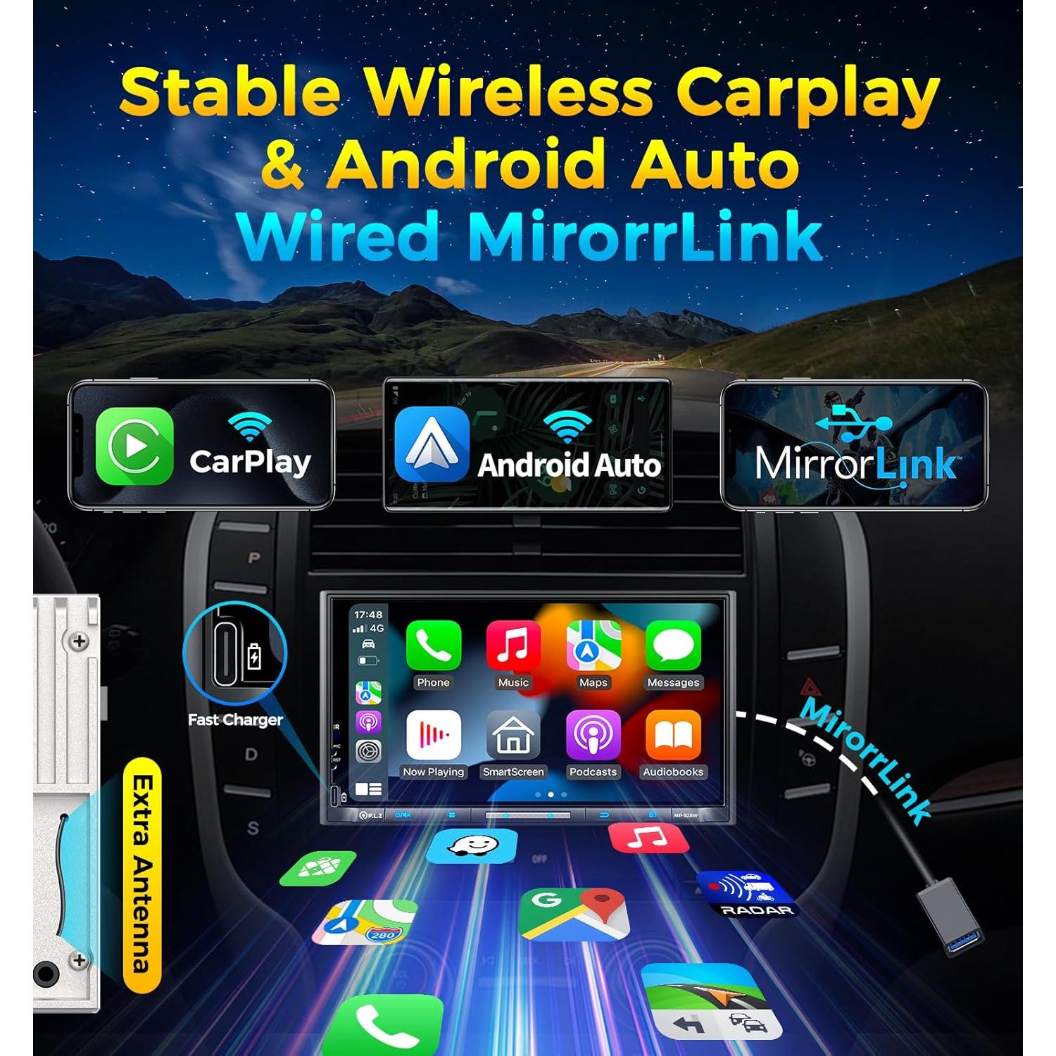 Estéreo Doble Din PLZ 7" QLED Bluetooth 5.3 240W