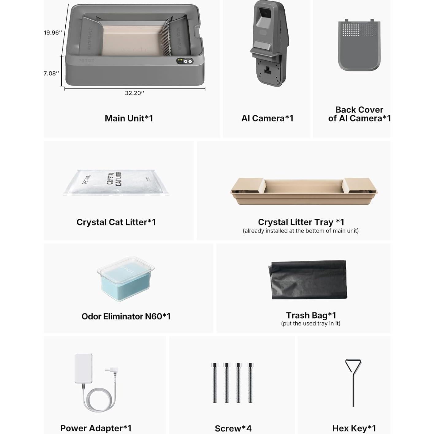 Caja de Arena Autolimpiante PETKIT Purobot Crystal Duo 81.5x53.1cm