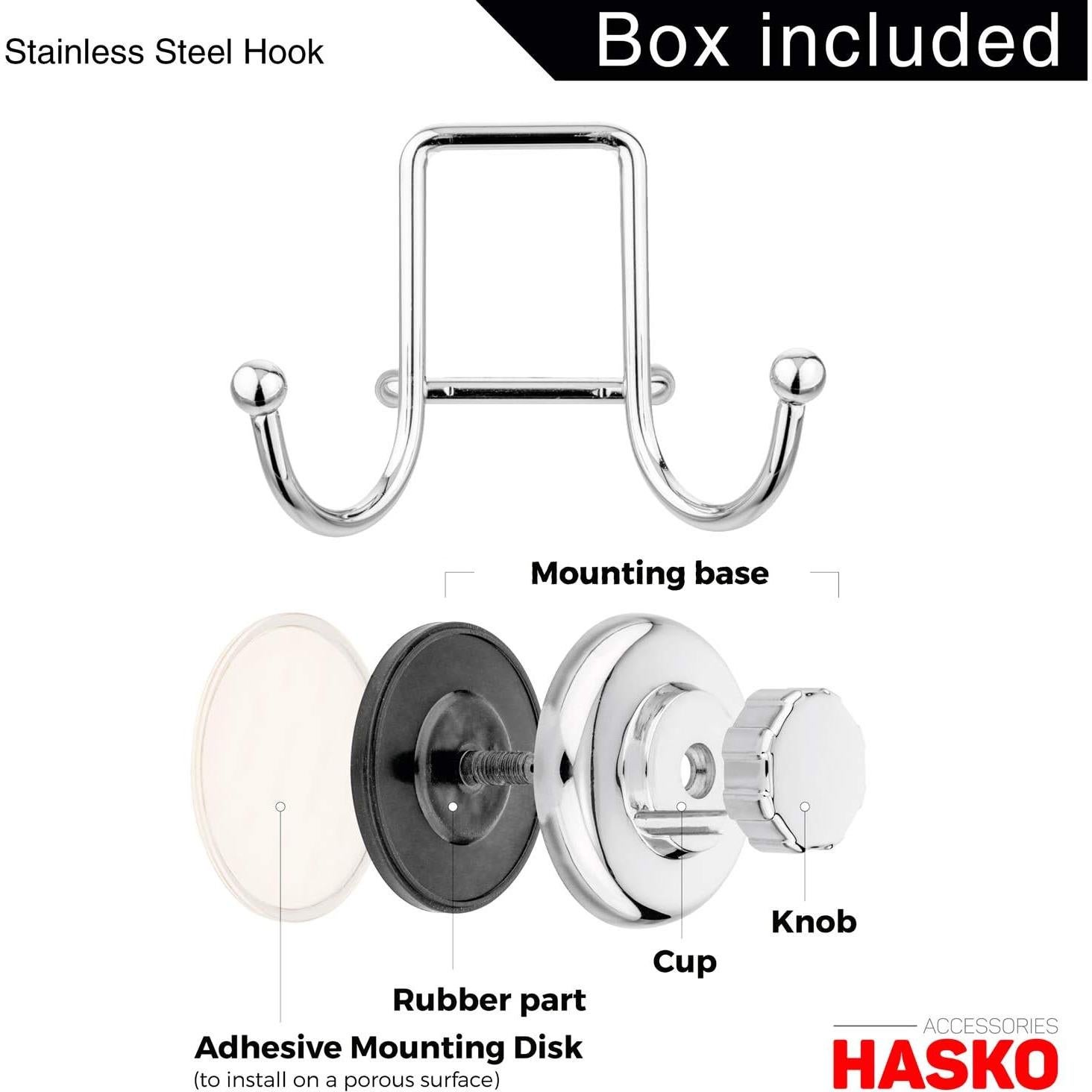 Soporte de Gancho de Succión HASKO Acero Inoxidable Cromo 10kg