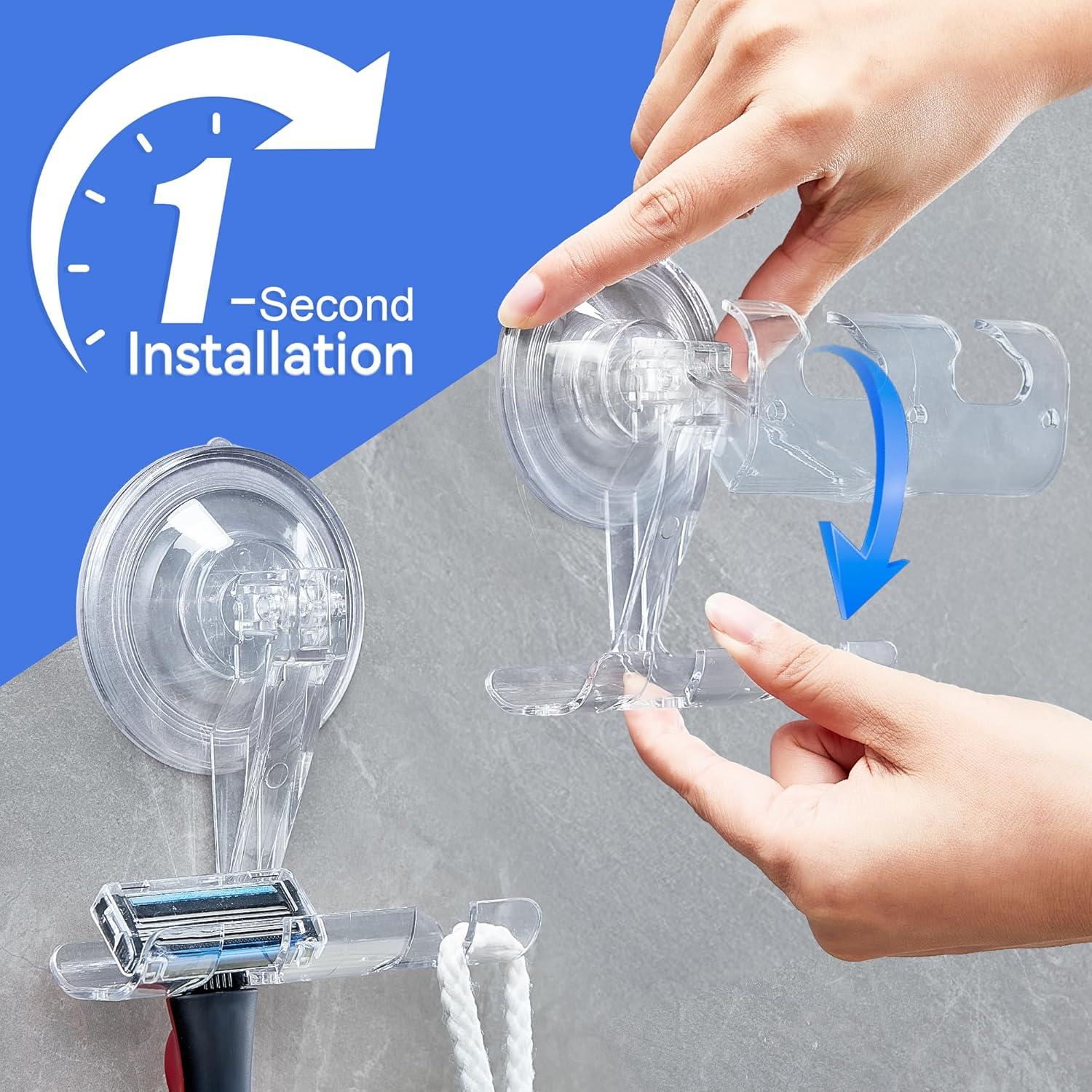 Soporte para Afeitar ANDGOO con Ventosas Potentes, Transparente