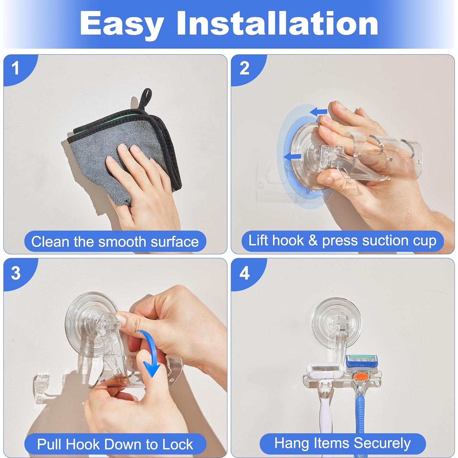 Soporte para Afeitar ANDGOO con Ventosas Potentes, Transparente
