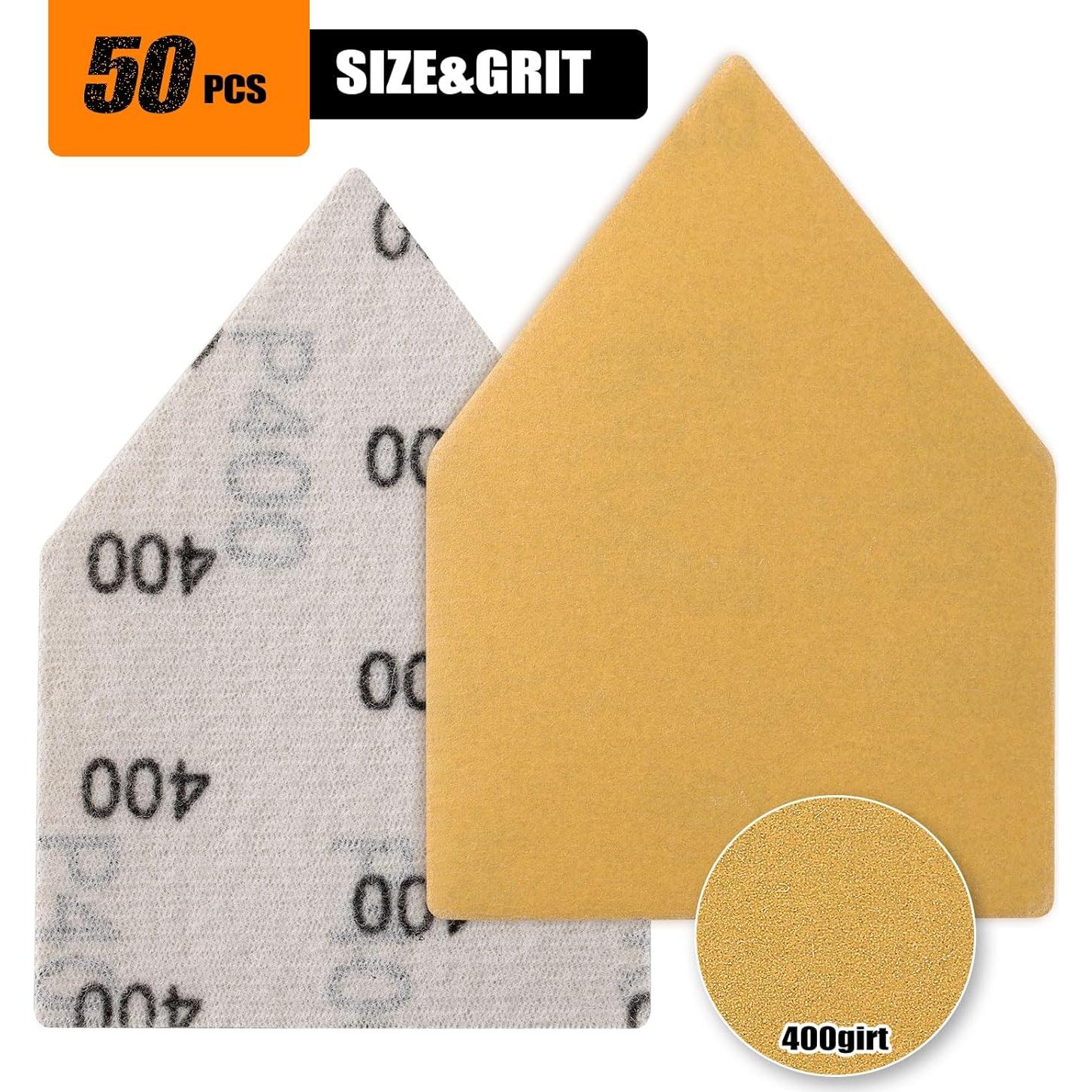 Hojas de Lijado Triangulares POLIWELL 90mm x 65mm 400 Grano