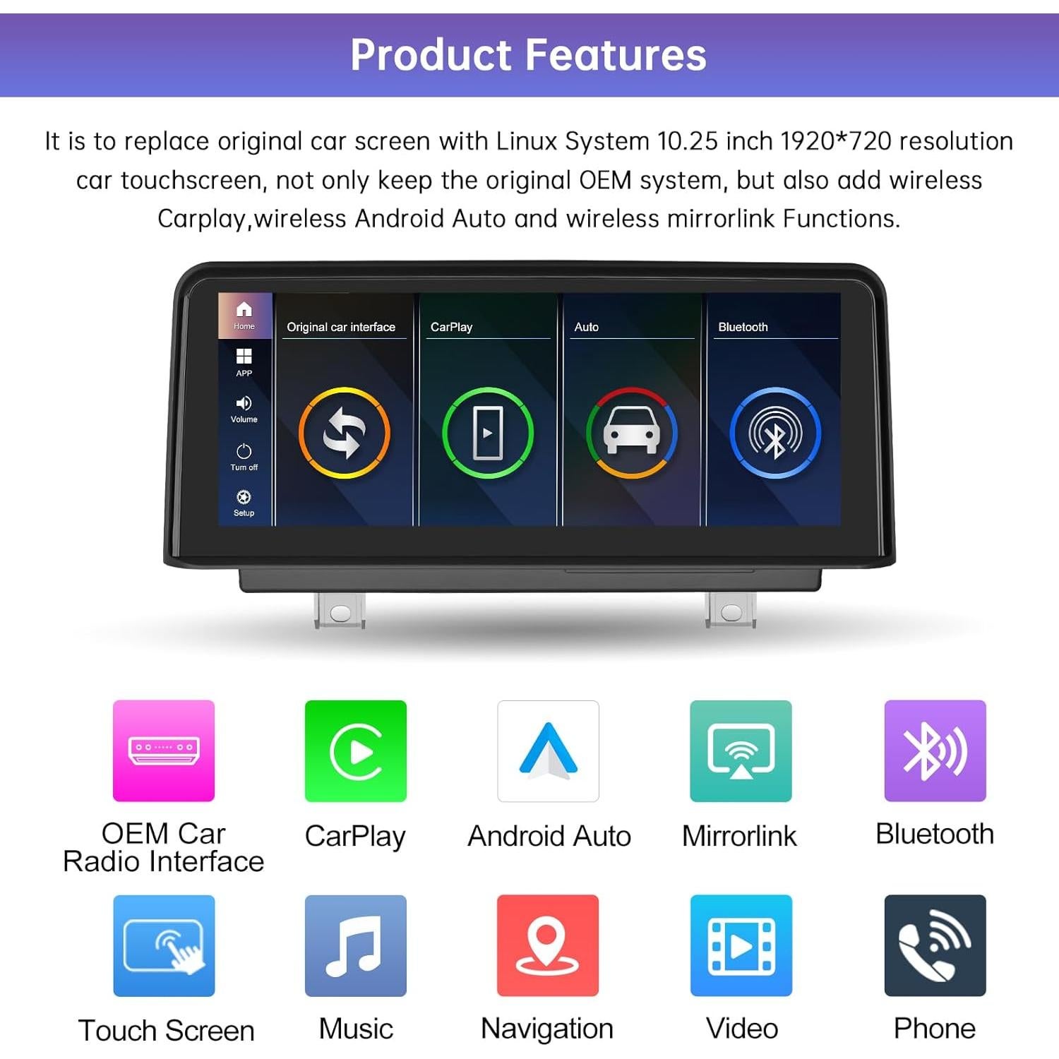 Pantalla Táctil 10.25" Road Top para BMW Serie 3/4 2012-2015