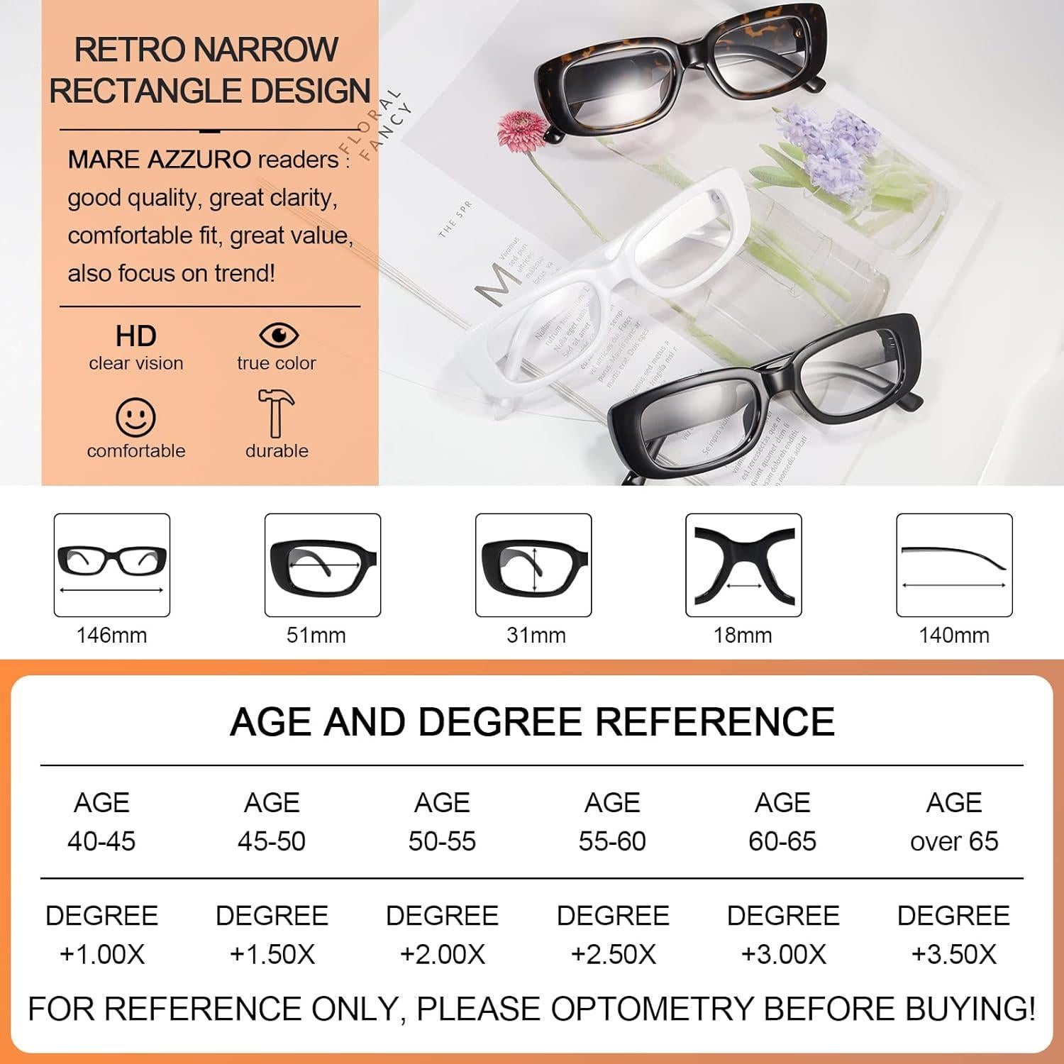 Gafas MARE AZZURO Bloqueo Luz Azul Retro Mujeres