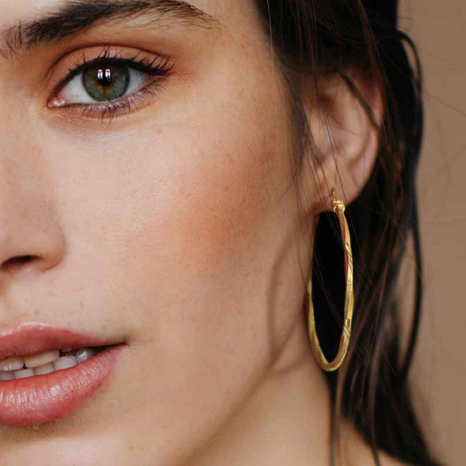 Aros de oro 14K para mujeres 40 mm Joyería elegante