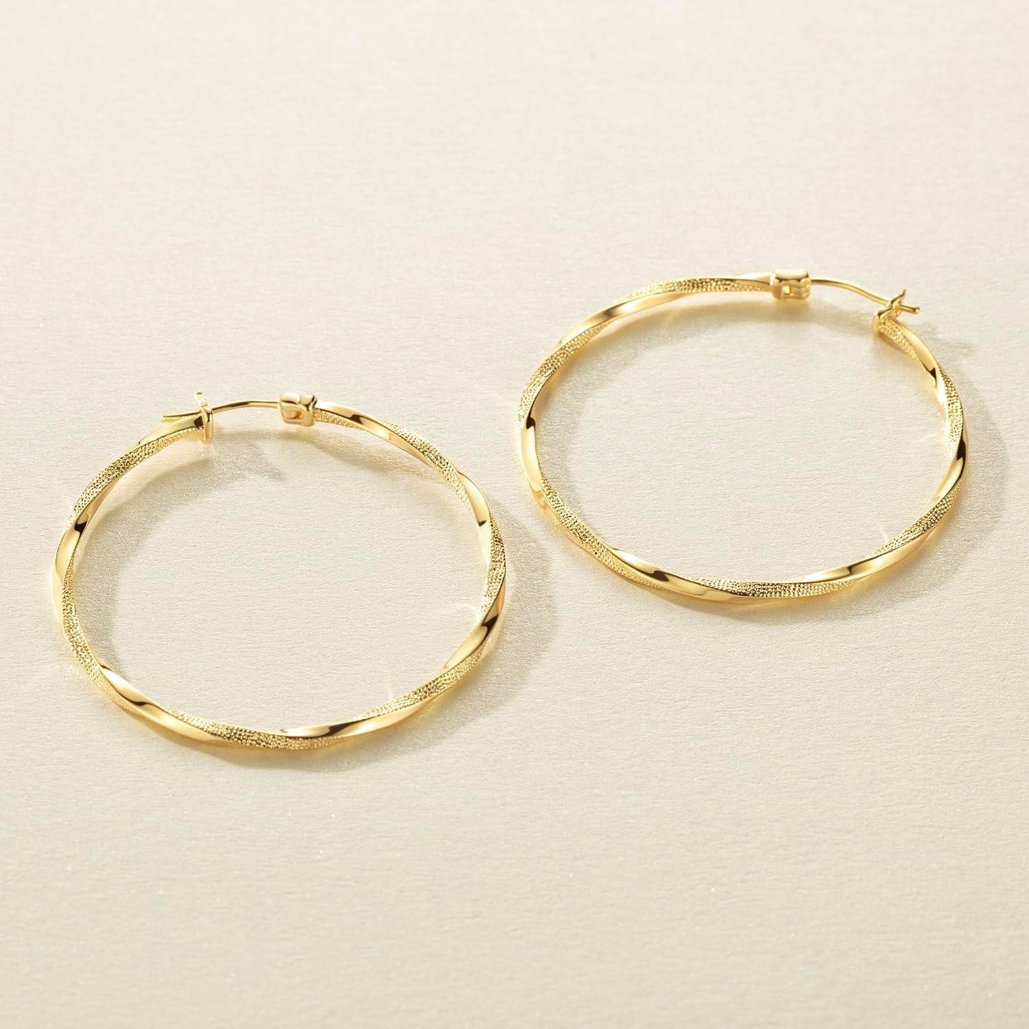 Aros de oro 14K para mujeres 40 mm Joyería elegante