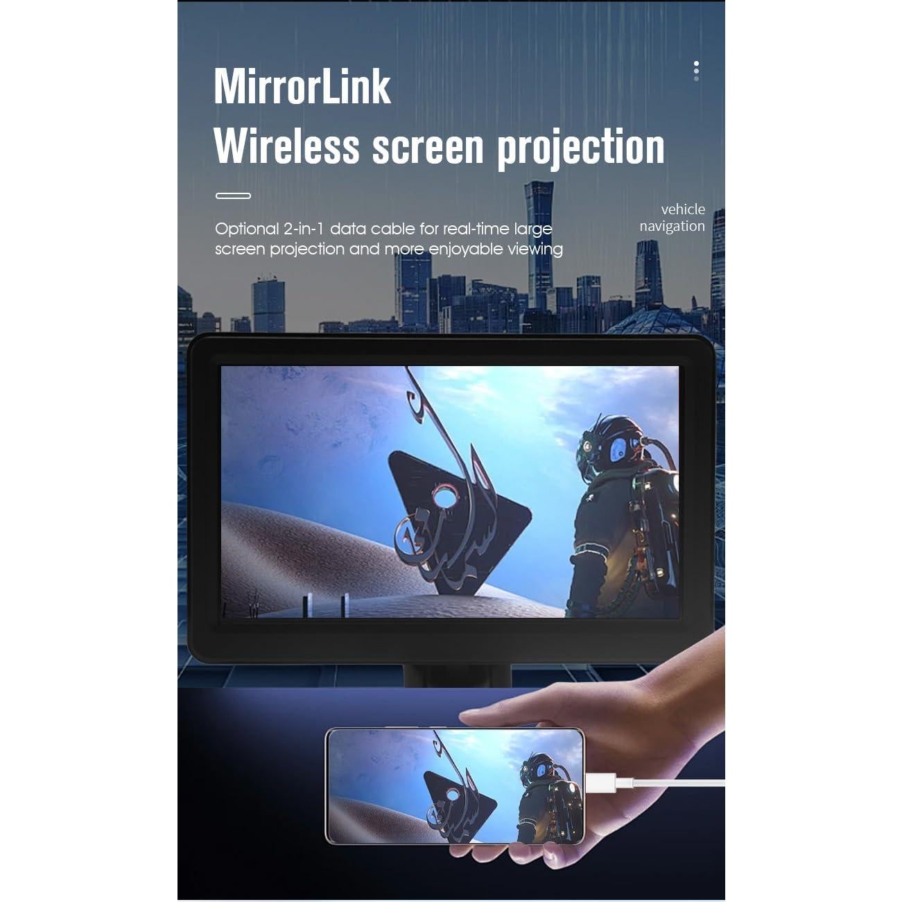 Pantalla HD 7" SZYAGE Carplay Bluetooth GPS USB AUX