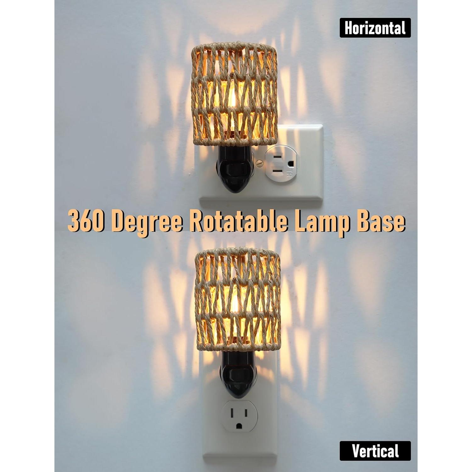 Luz Nocturna Boho LOIWON LED 0.5W Pantalla de Ratán