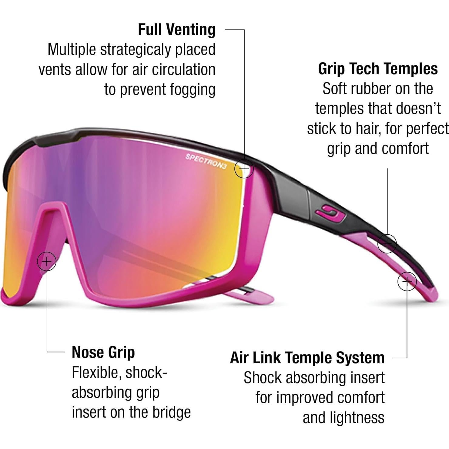 Gafas de Sol Julbo J5314020 Negro/Rosa con Ventilación