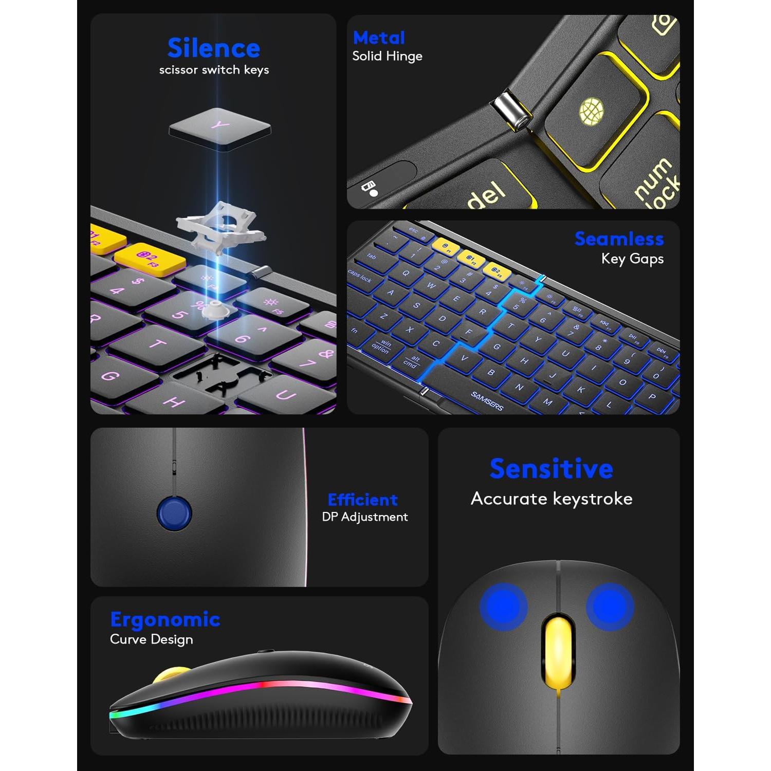 Combo Teclado y Ratón Plegable Samsers KM01X Retroiluminado