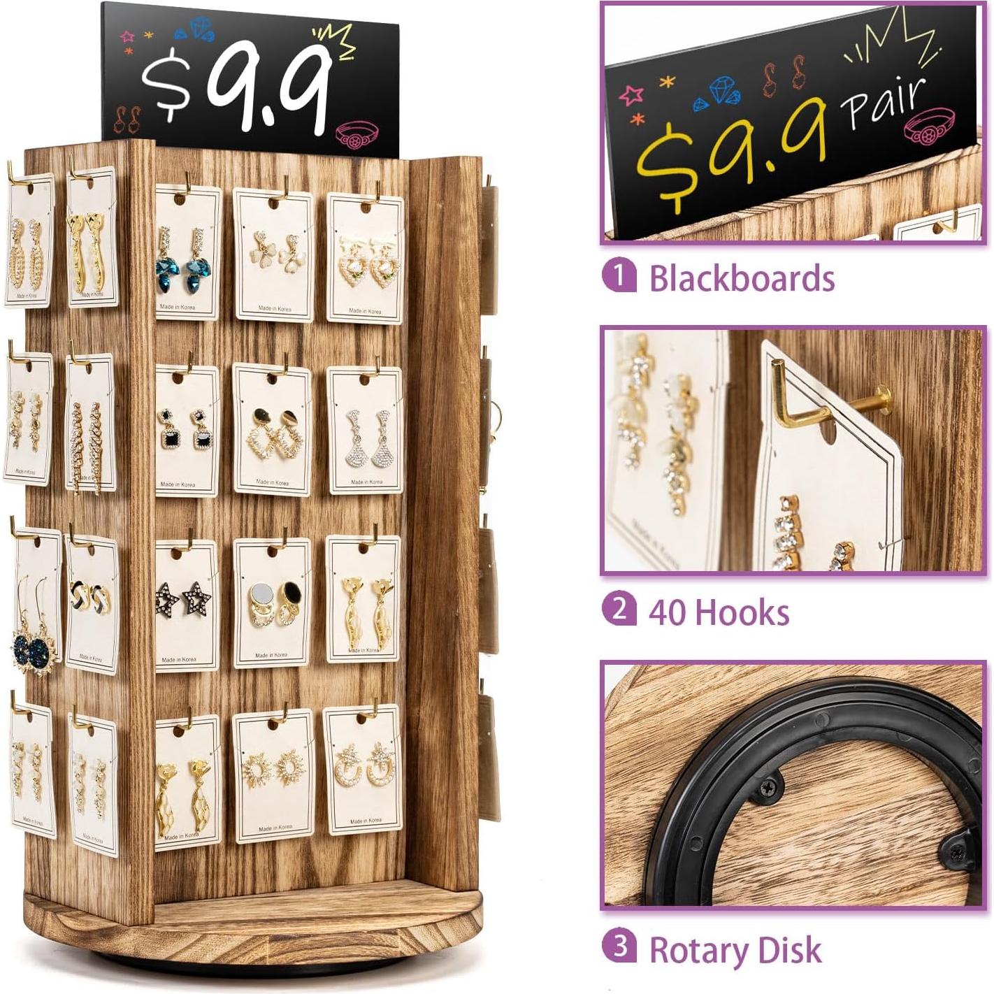 Soporte Giratorio para Pendientes Pinzoveco de Madera 40 Ganchos